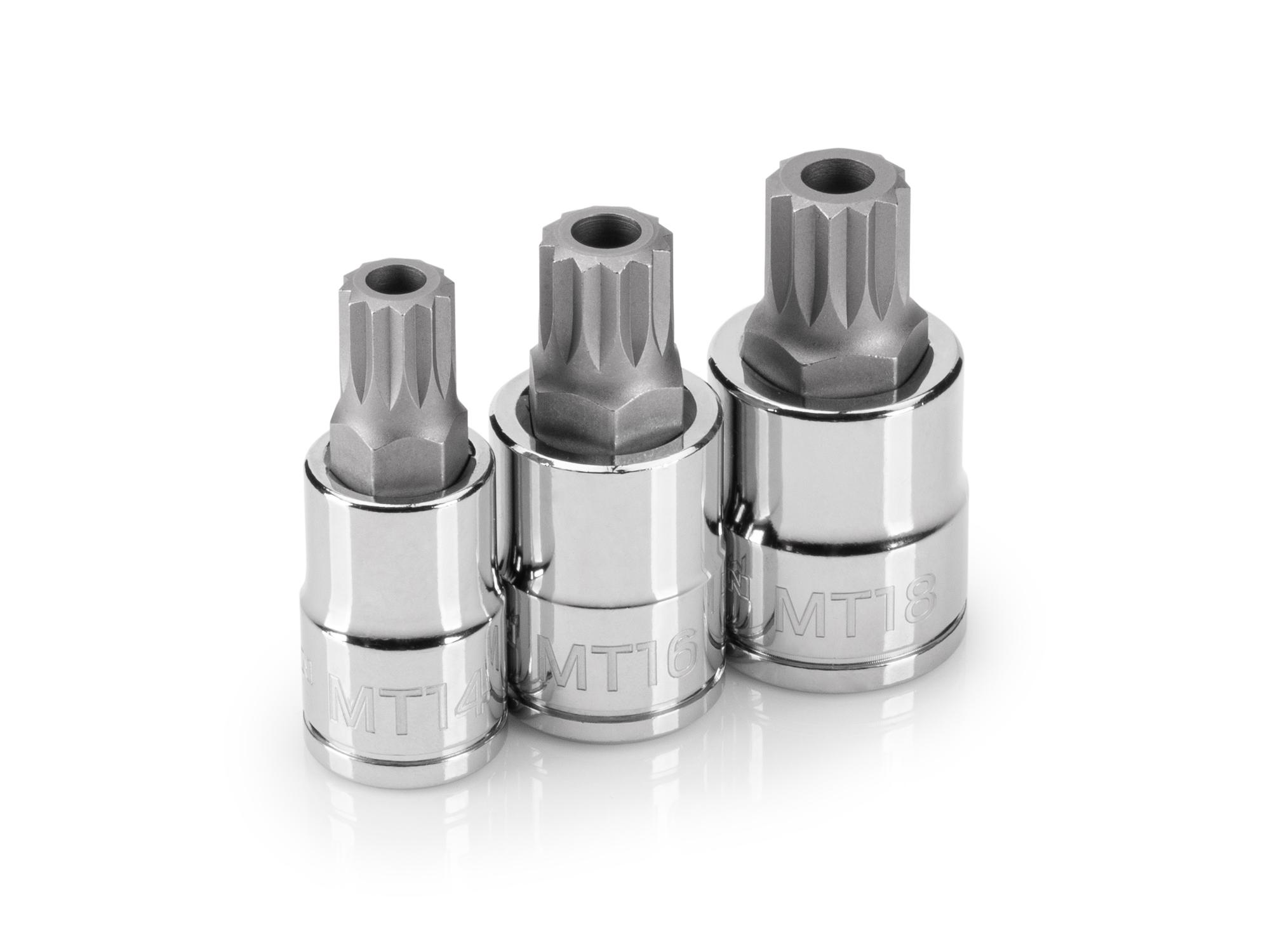 Front-right angle view of Tekton hand drive bit socket set. Item #SHB92000