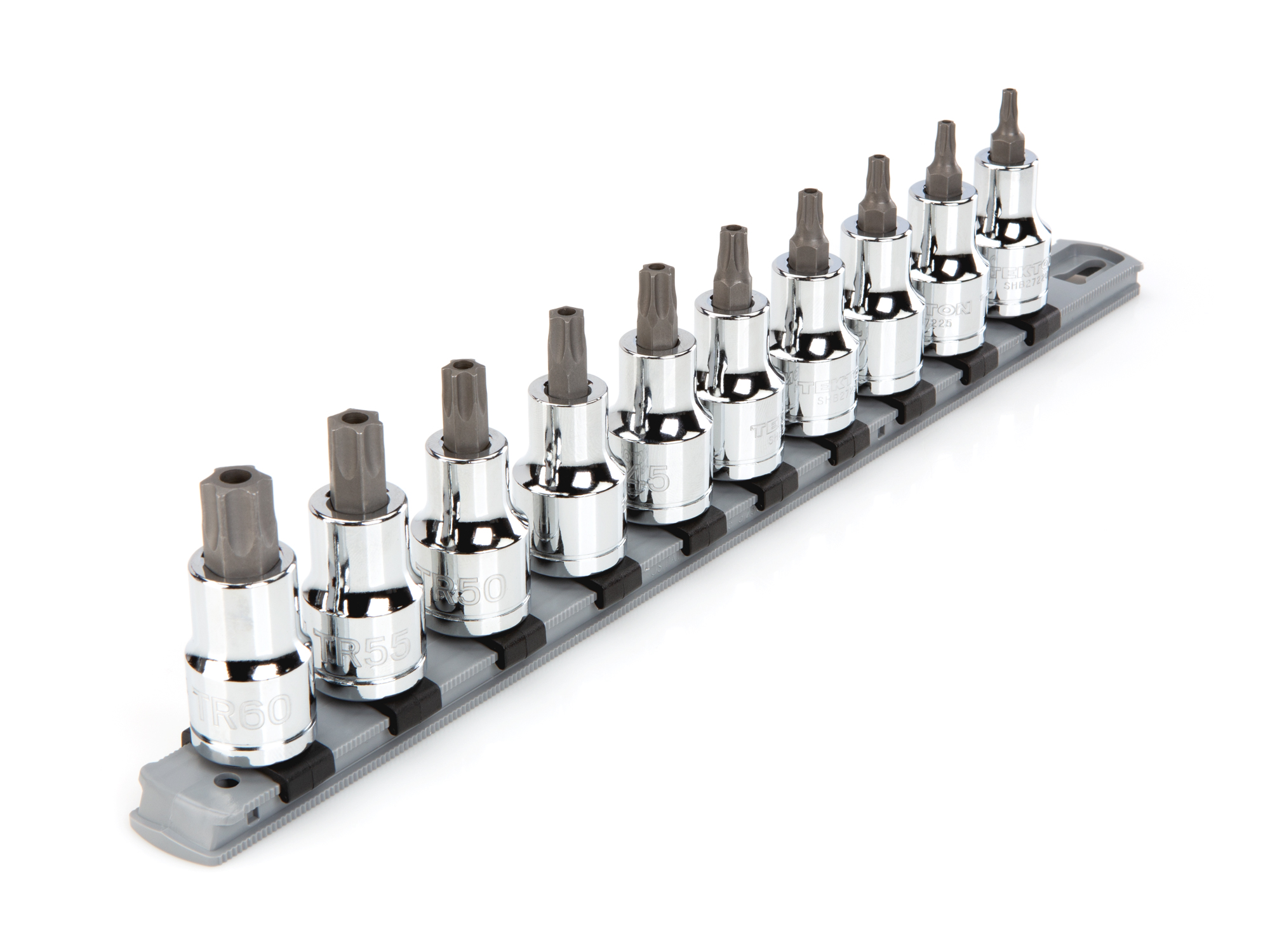 1/2 Inch Drive Tamper-Resistant Torx Bit Socket Set with Rail (10-Piece)