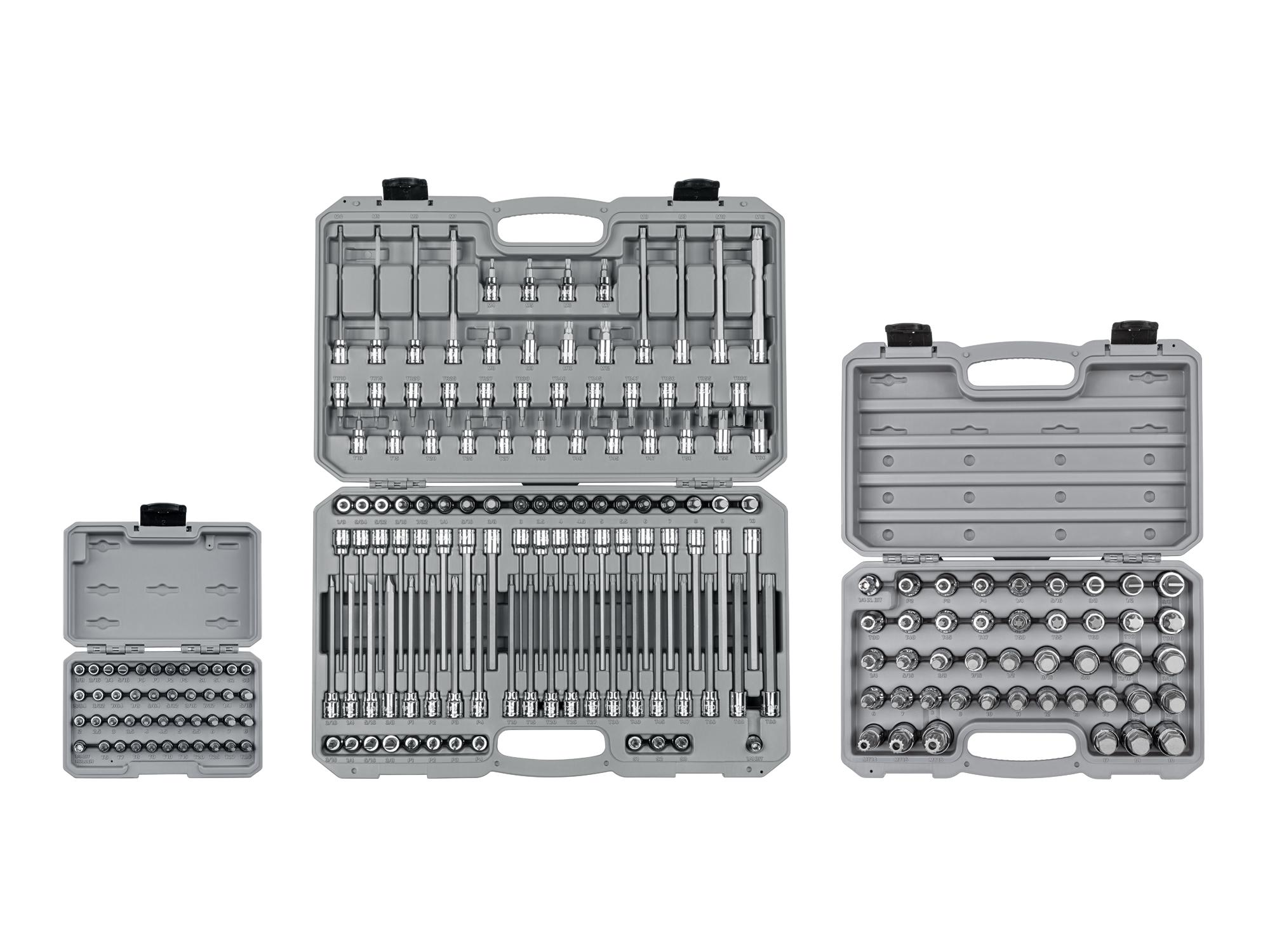 Front view of  Tekton case hand drive bit socket set. Item #SHB99300