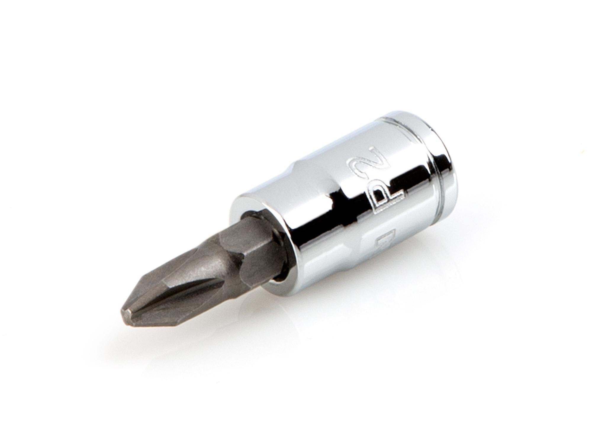 Front-right angle view of Tekton hand drive bit socket. Item #SHB01202