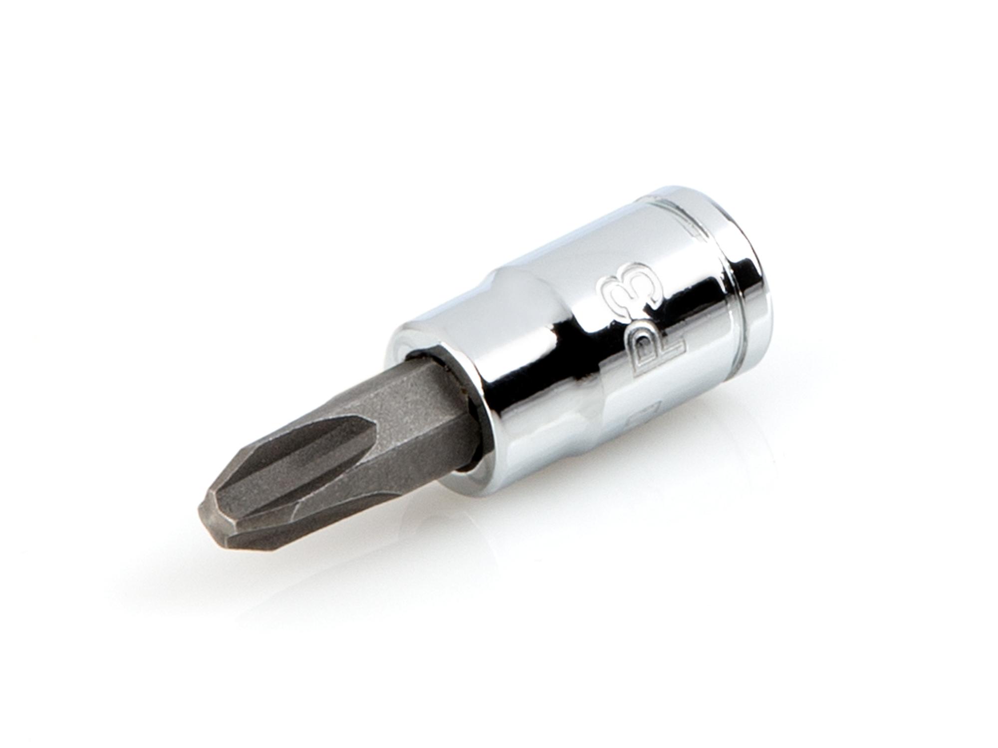 Front-right angle view of Tekton hand drive bit socket. Item #SHB01203