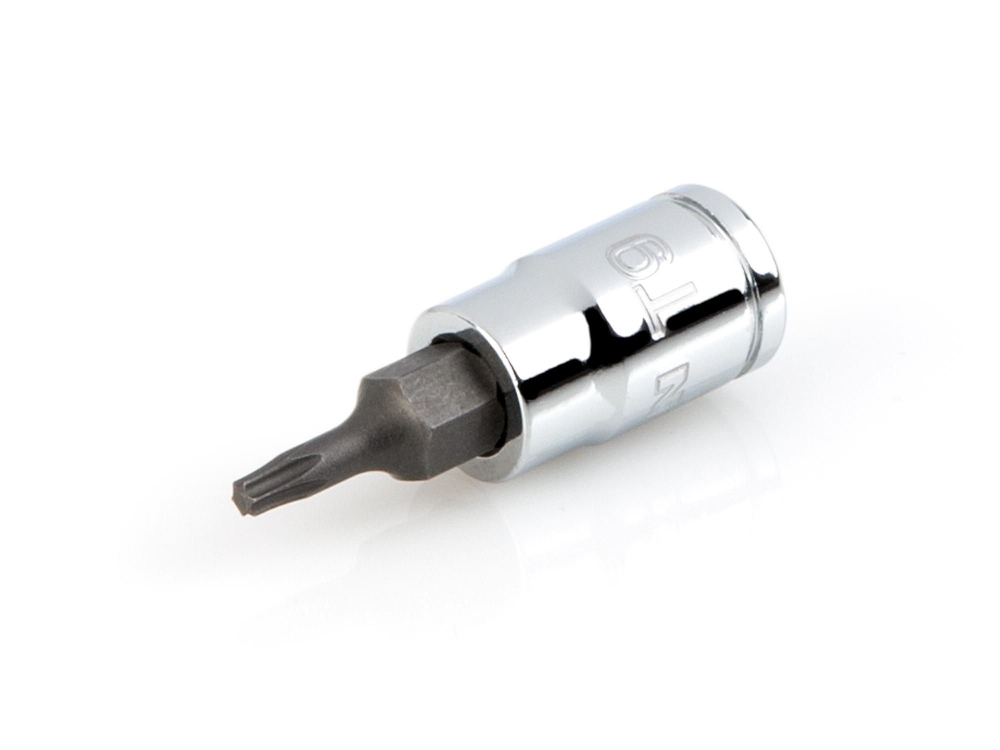 Front-right angle view of Tekton hand drive bit socket. Item #SHB04209