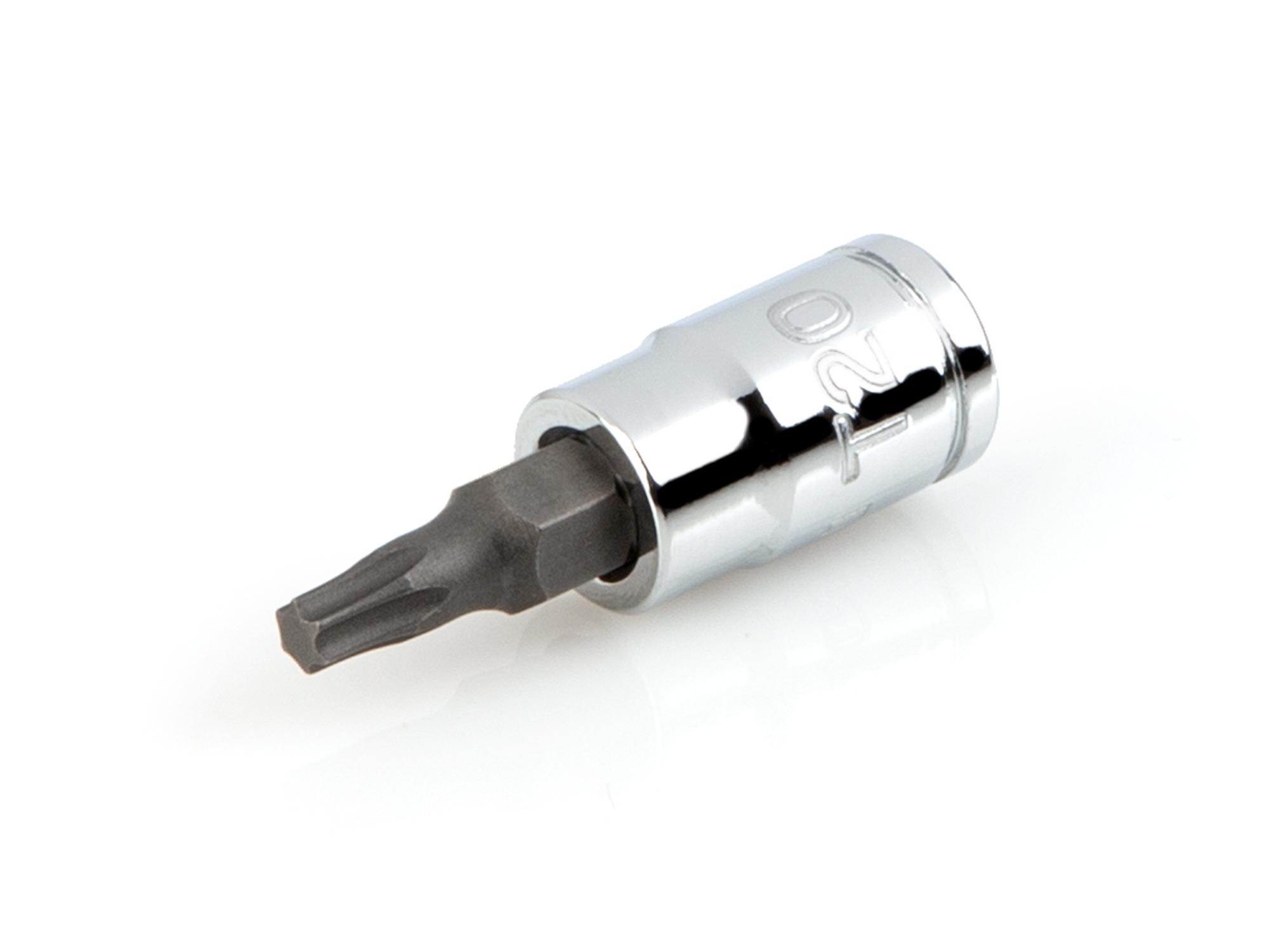 Front-right angle view of Tekton hand drive bit socket. Item #SHB04220