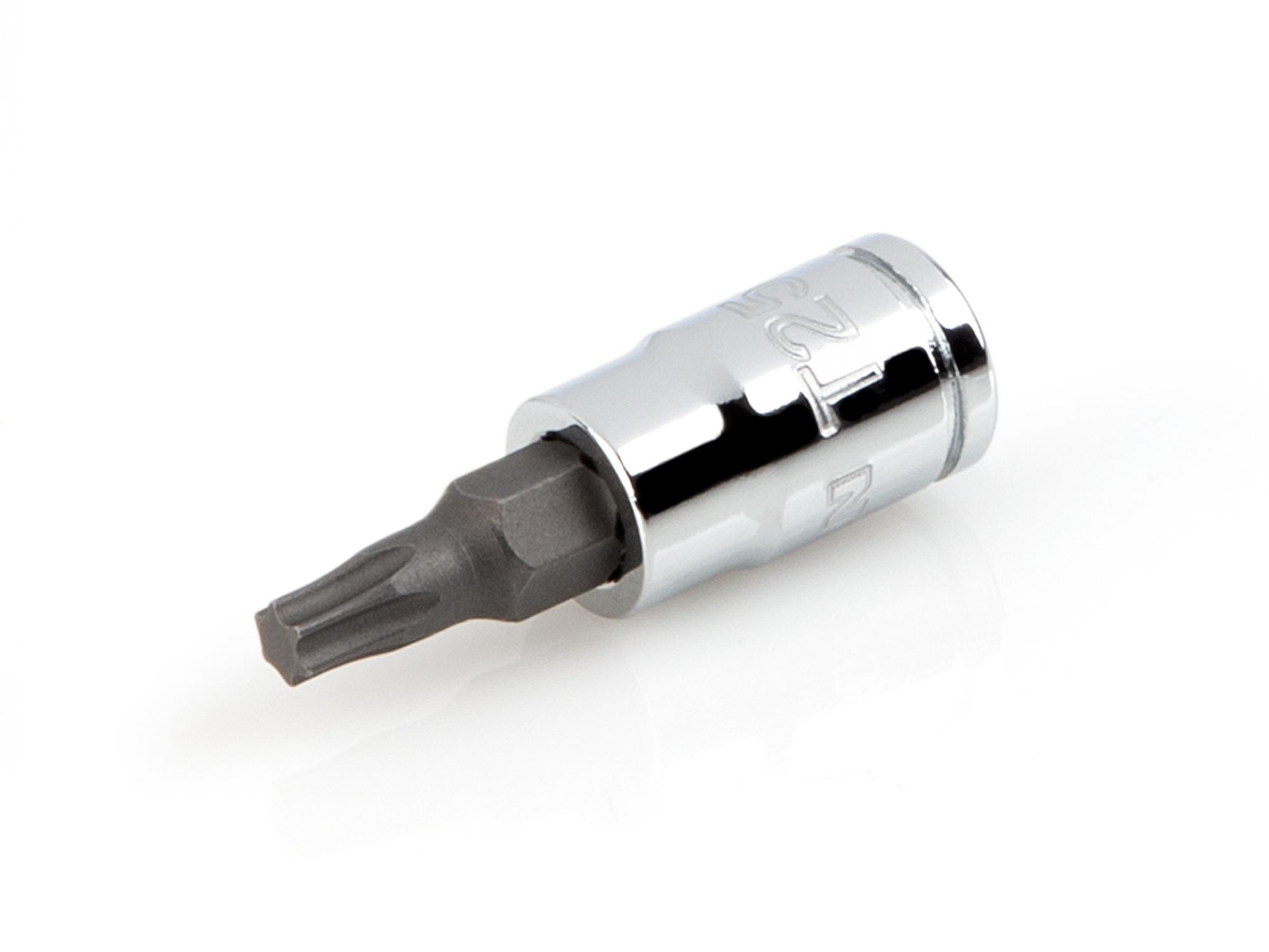 Front-right angle view of Tekton hand drive bit socket. Item #SHB04225