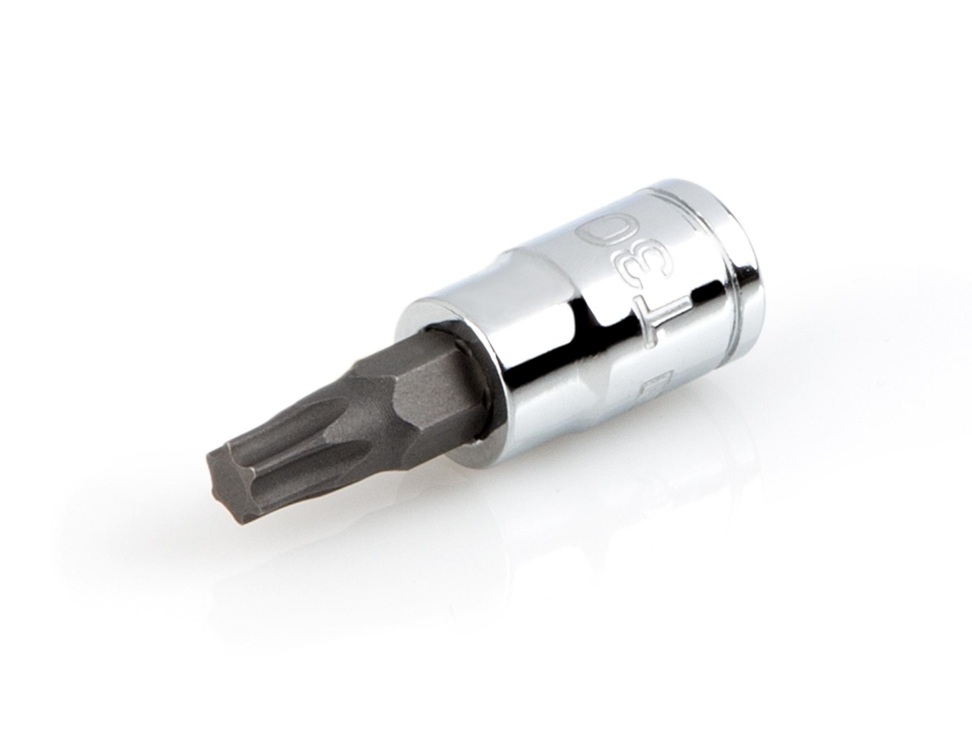 Front-right angle view of Tekton hand drive bit socket. Item #SHB04230