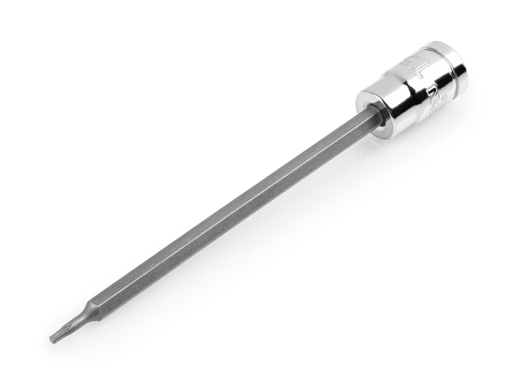 Front-right angle view of Tekton hand drive bit socket. Item #SHB04306