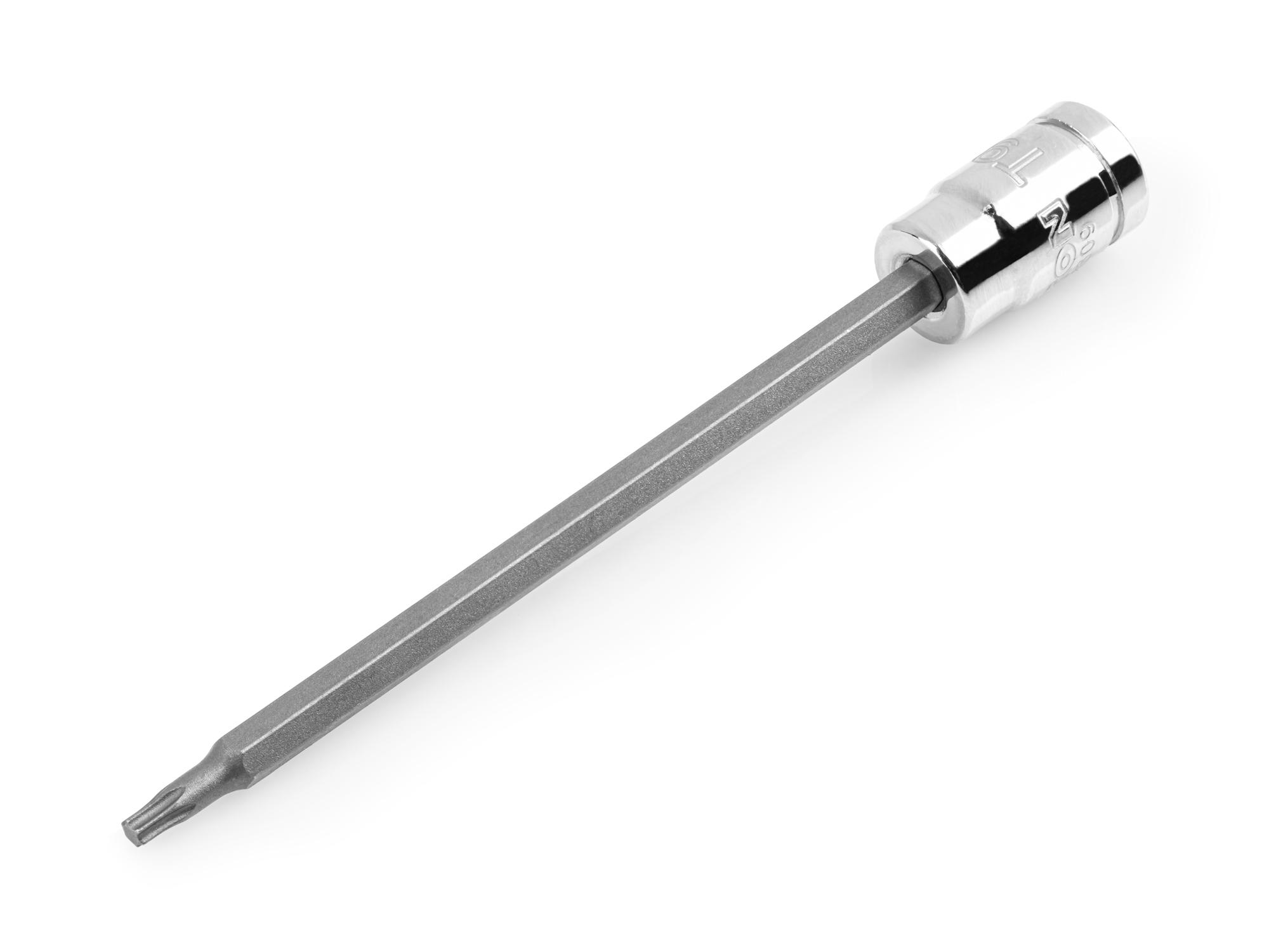 Front-right angle view of Tekton hand drive bit socket. Item #SHB04309