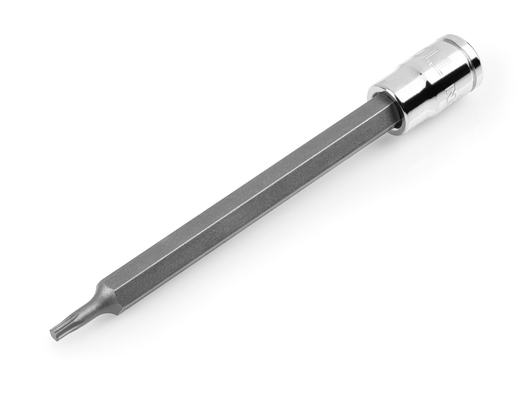 Front-right angle view of Tekton hand drive bit socket. Item #SHB04310