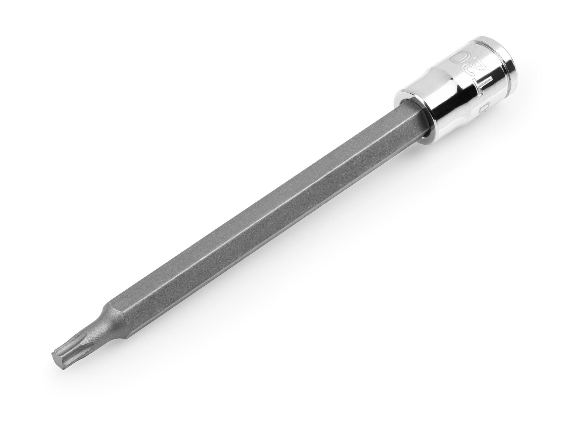 Front-right angle view of Tekton hand drive bit socket. Item #SHB04320