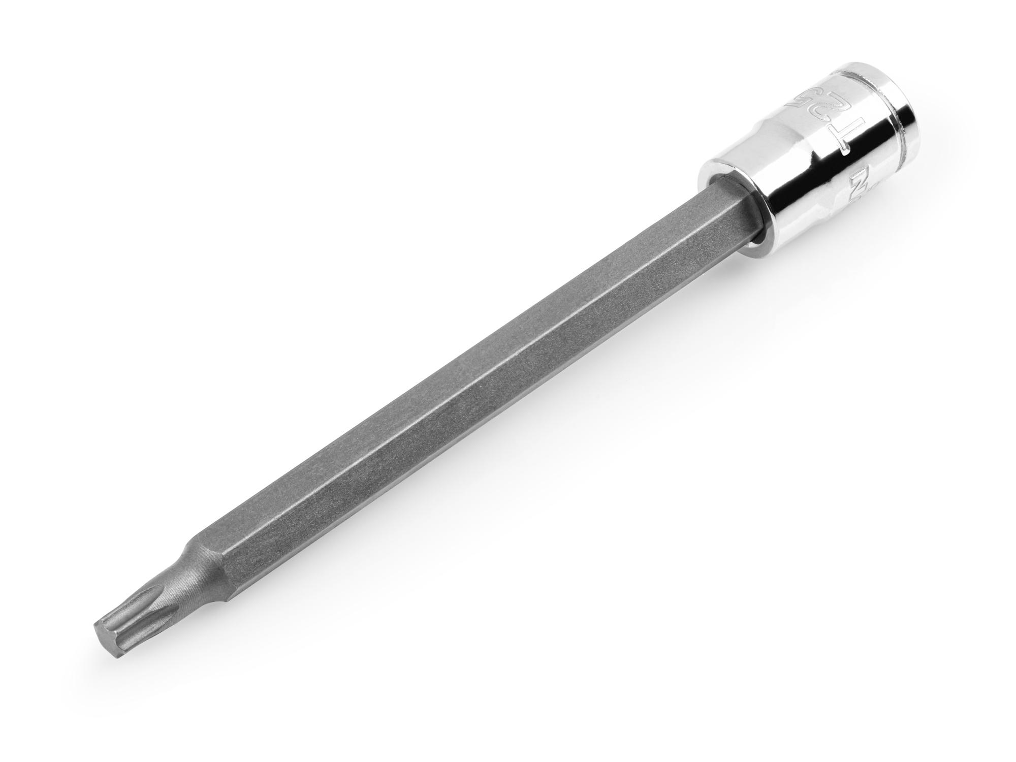 Front-right angle view of Tekton hand drive bit socket. Item #SHB04325