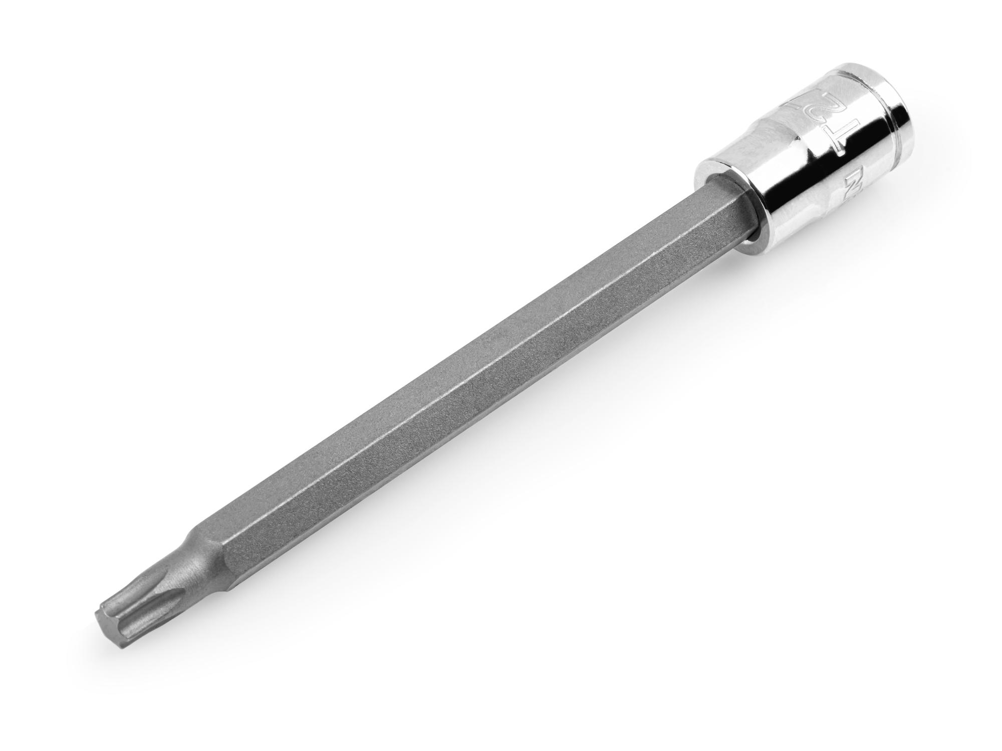 Front-right angle view of Tekton hand drive bit socket. Item #SHB04327