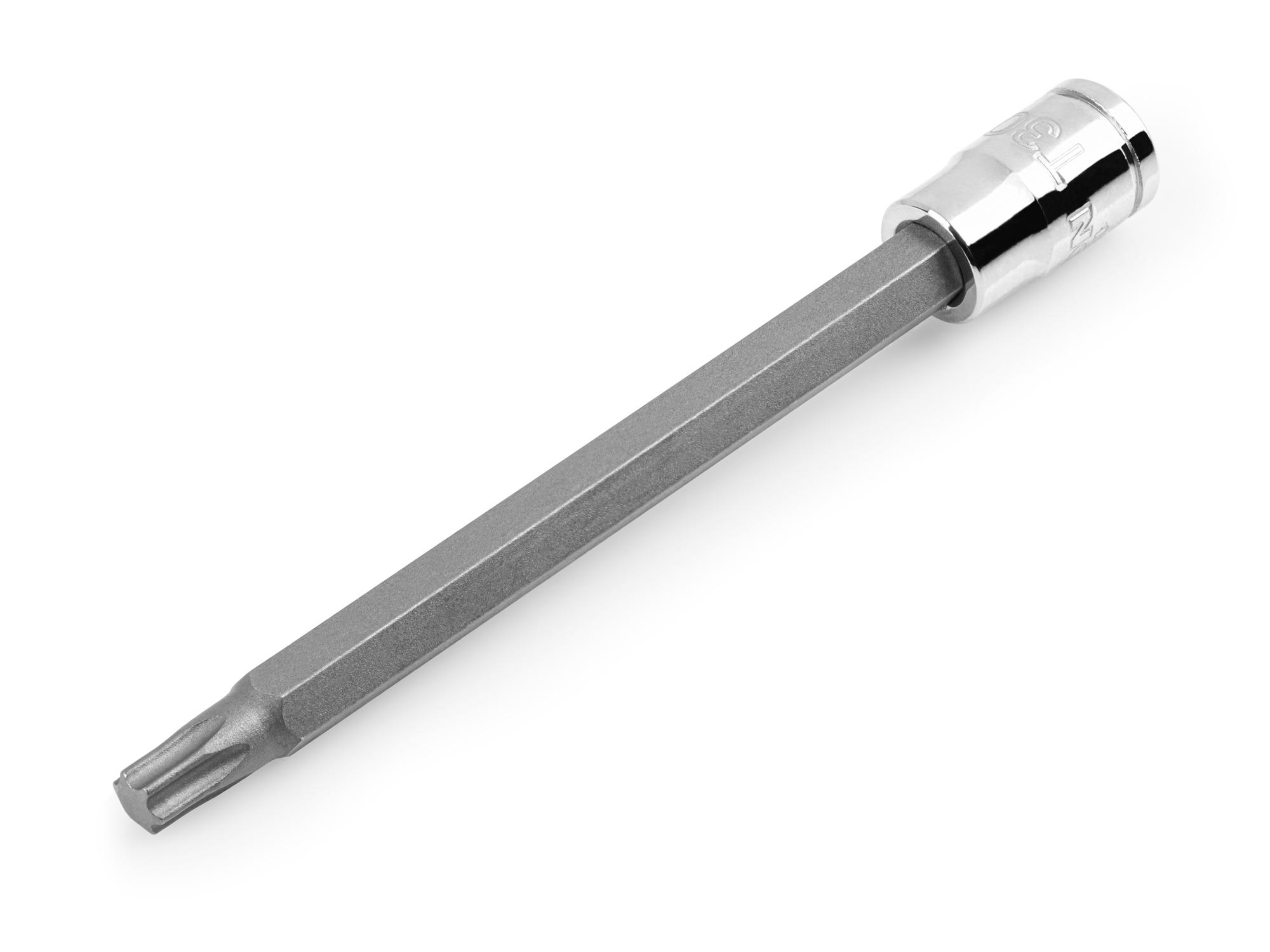 Front-right angle view of Tekton hand drive bit socket. Item #SHB04330