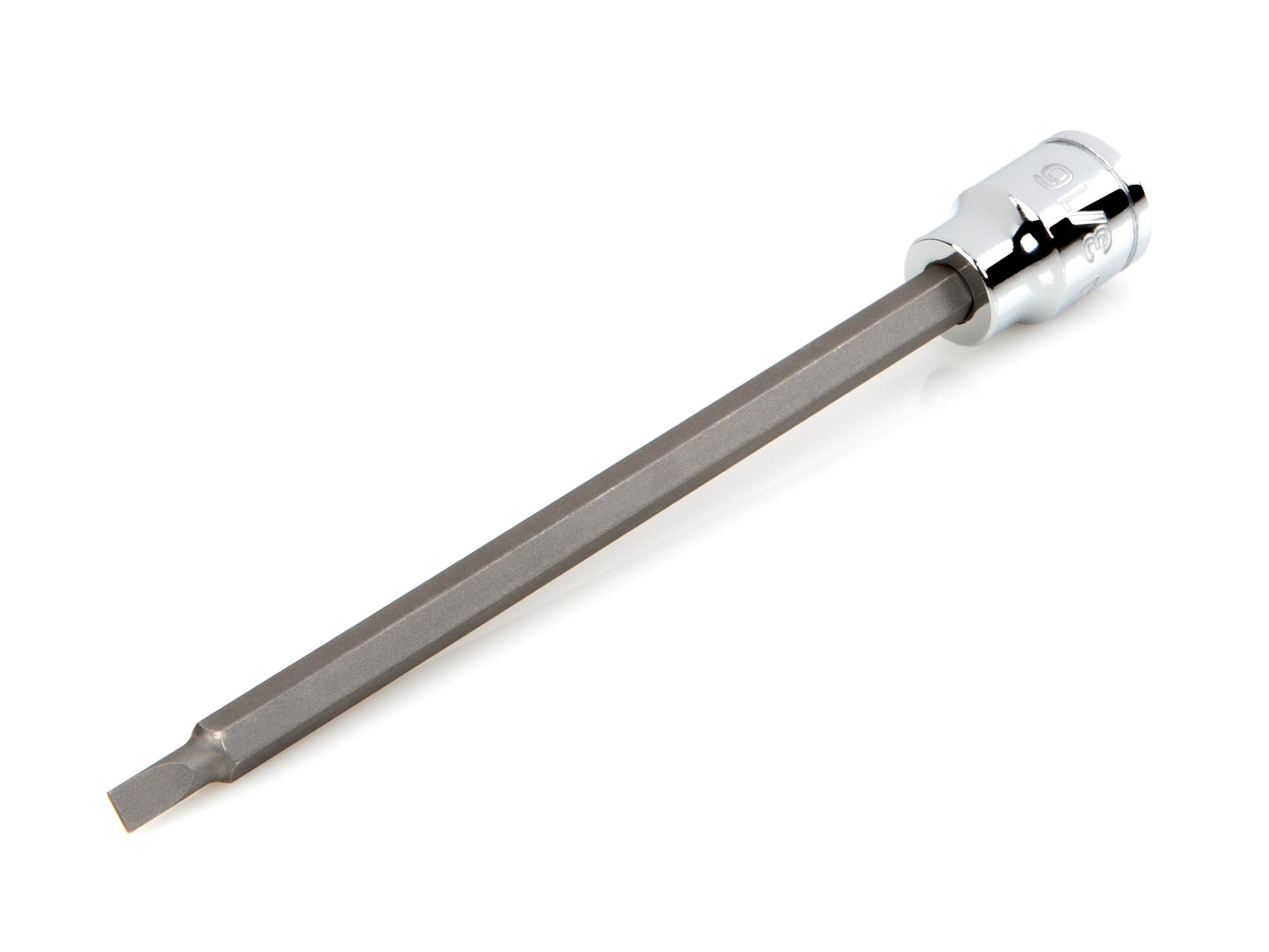 Front-right angle view of Tekton hand drive bit socket. Item #SHB10401