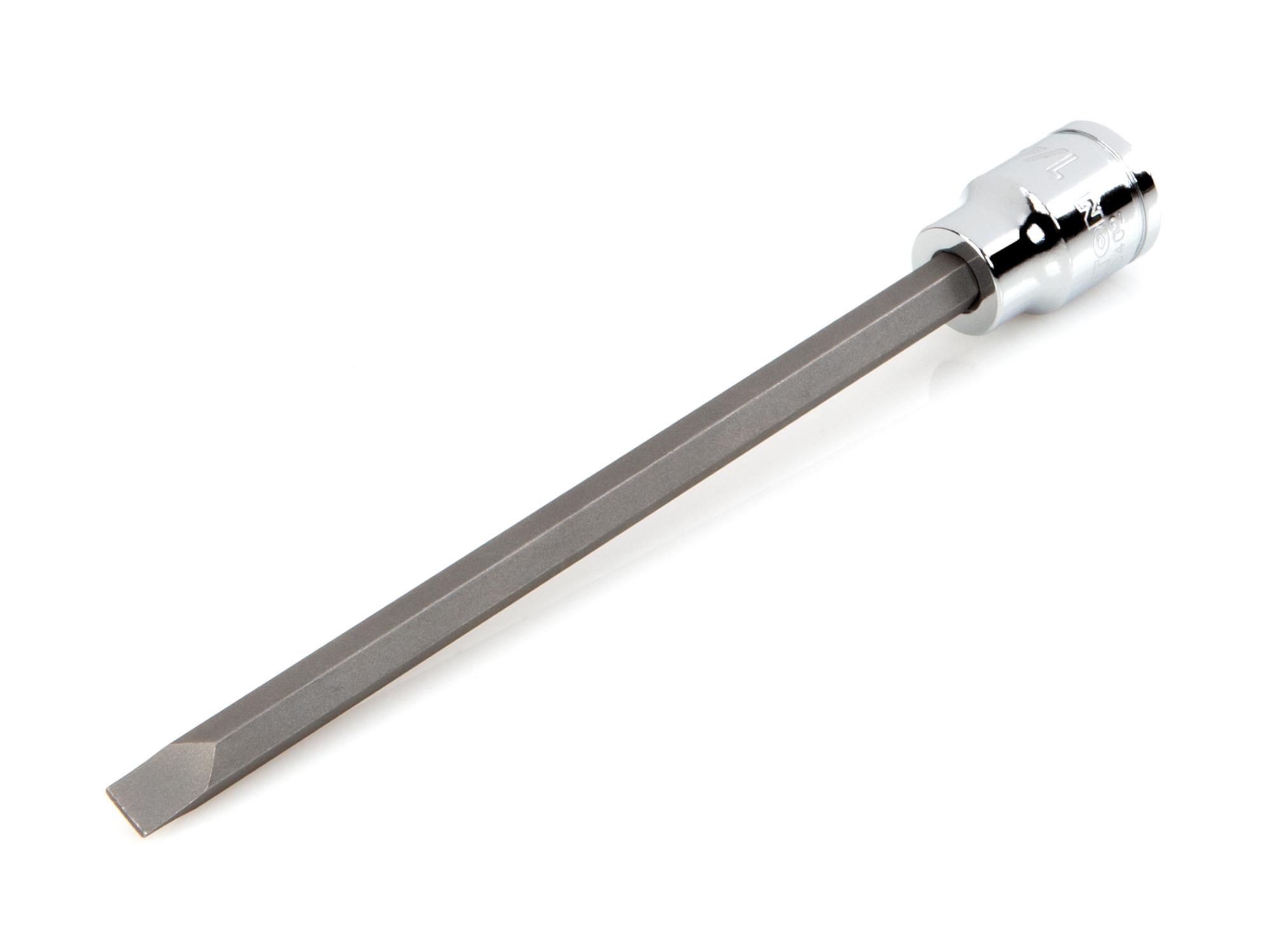 Front-right angle view of Tekton hand drive bit socket. Item #SHB10402
