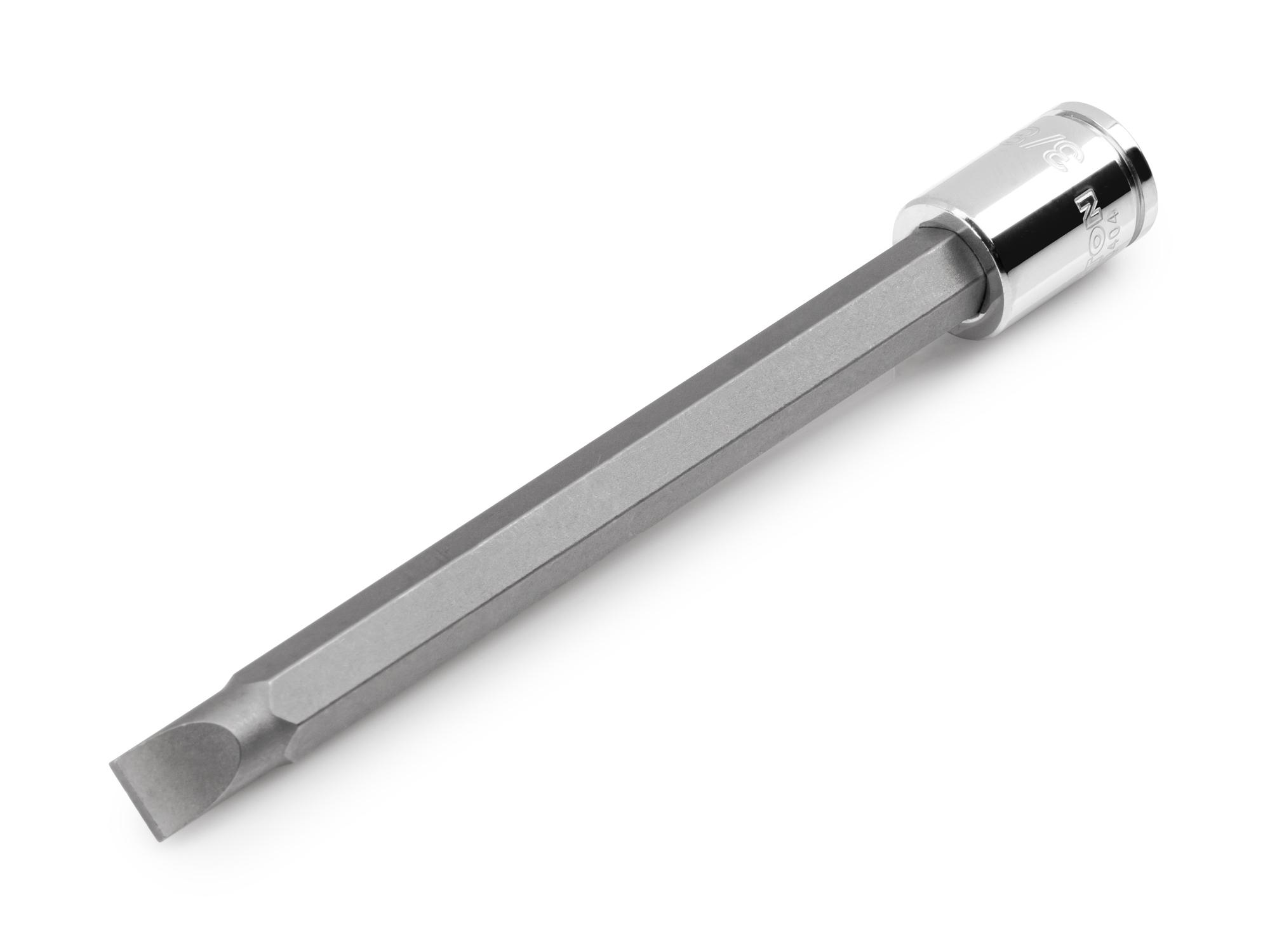 Front-right angle view of Tekton hand drive bit socket. Item #SHB10404