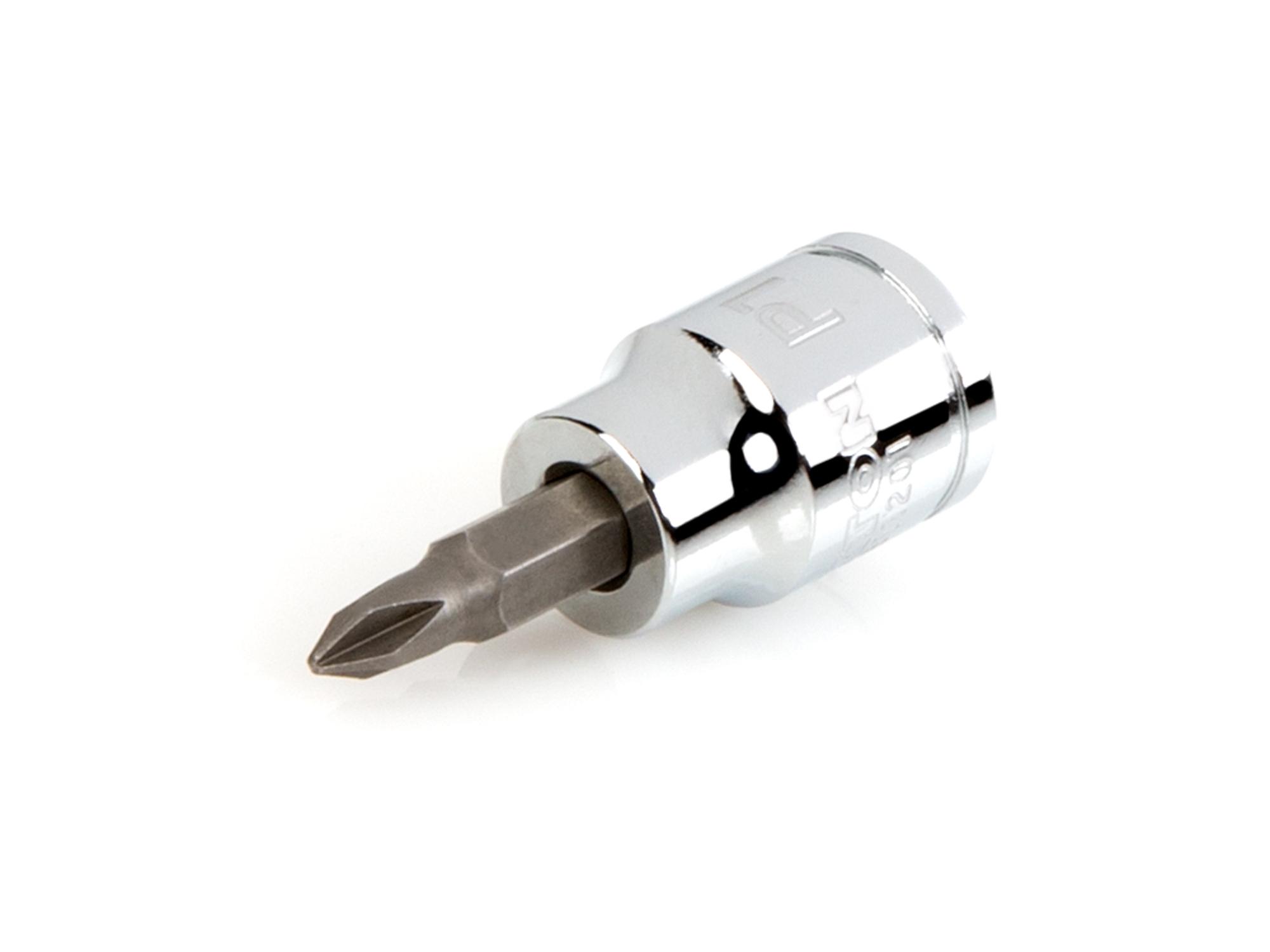 Front-right angle view of Tekton hand drive bit socket. Item #SHB11201