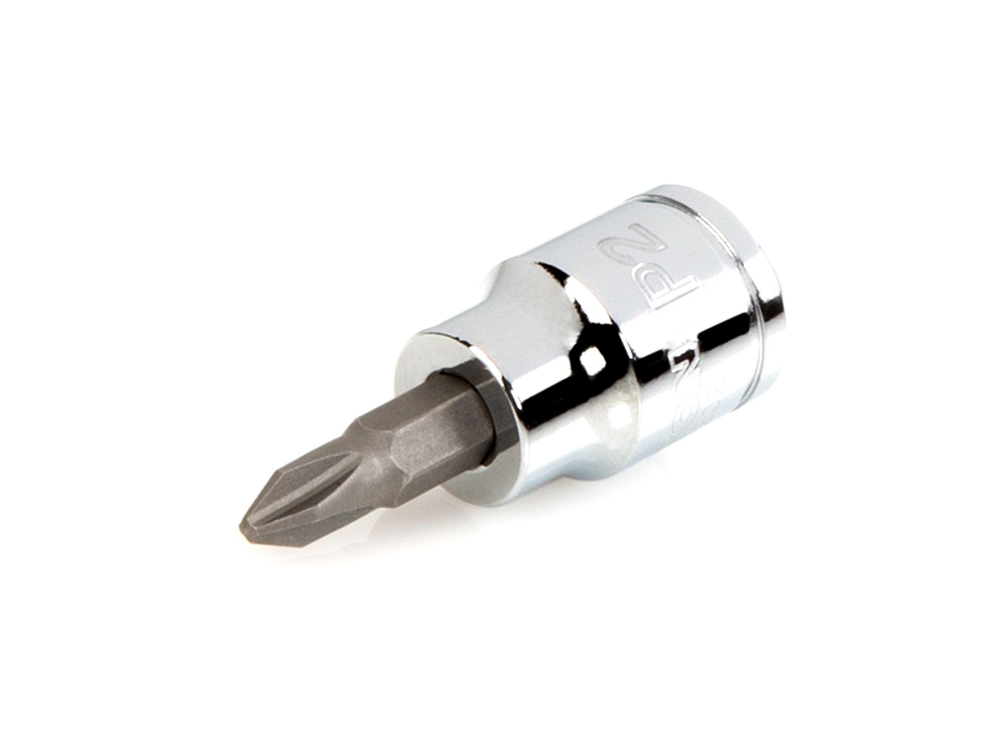 Front-right angle view of Tekton hand drive bit socket. Item #SHB11202