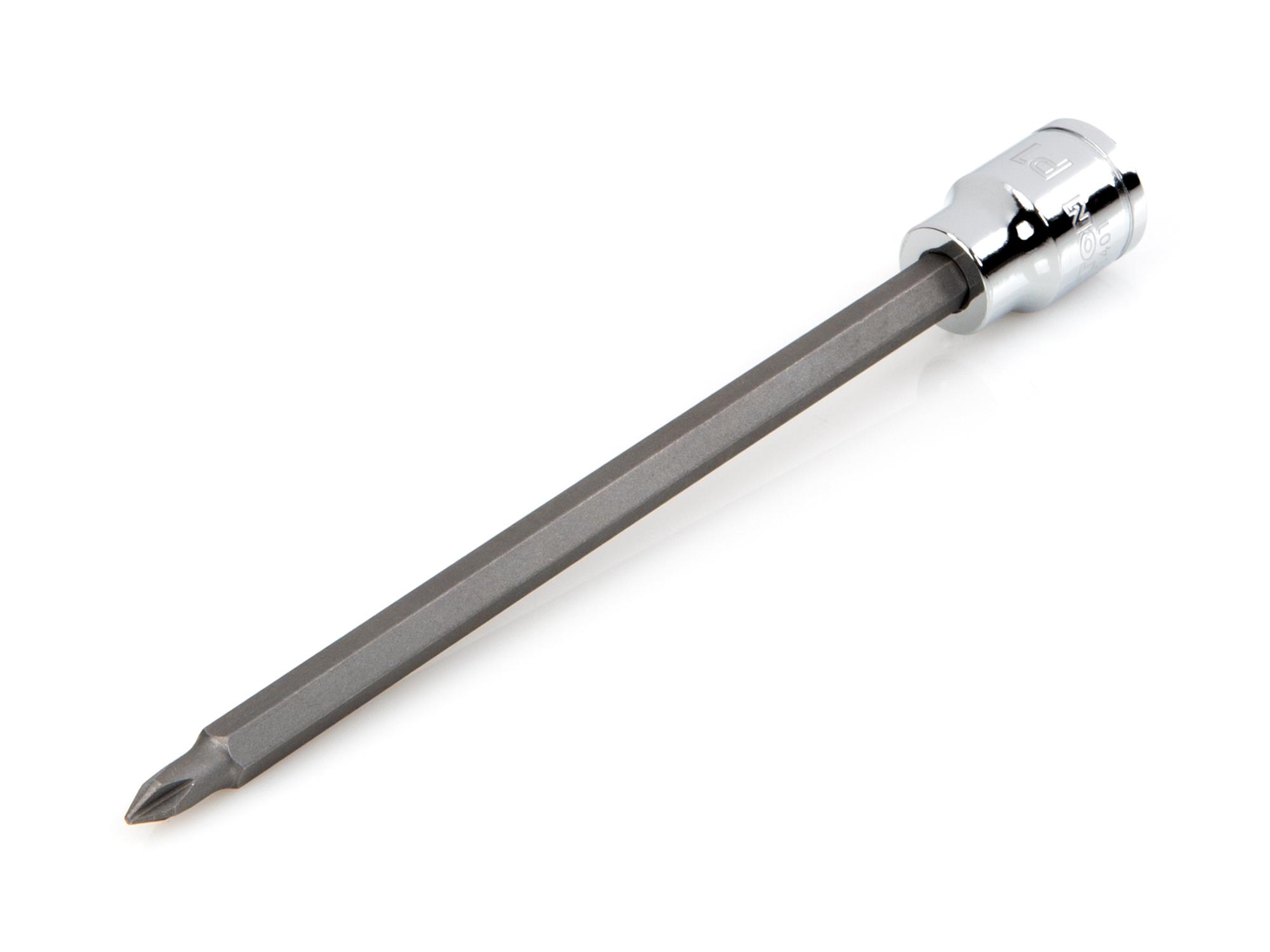 Front-right angle view of Tekton hand drive bit socket. Item #SHB11401