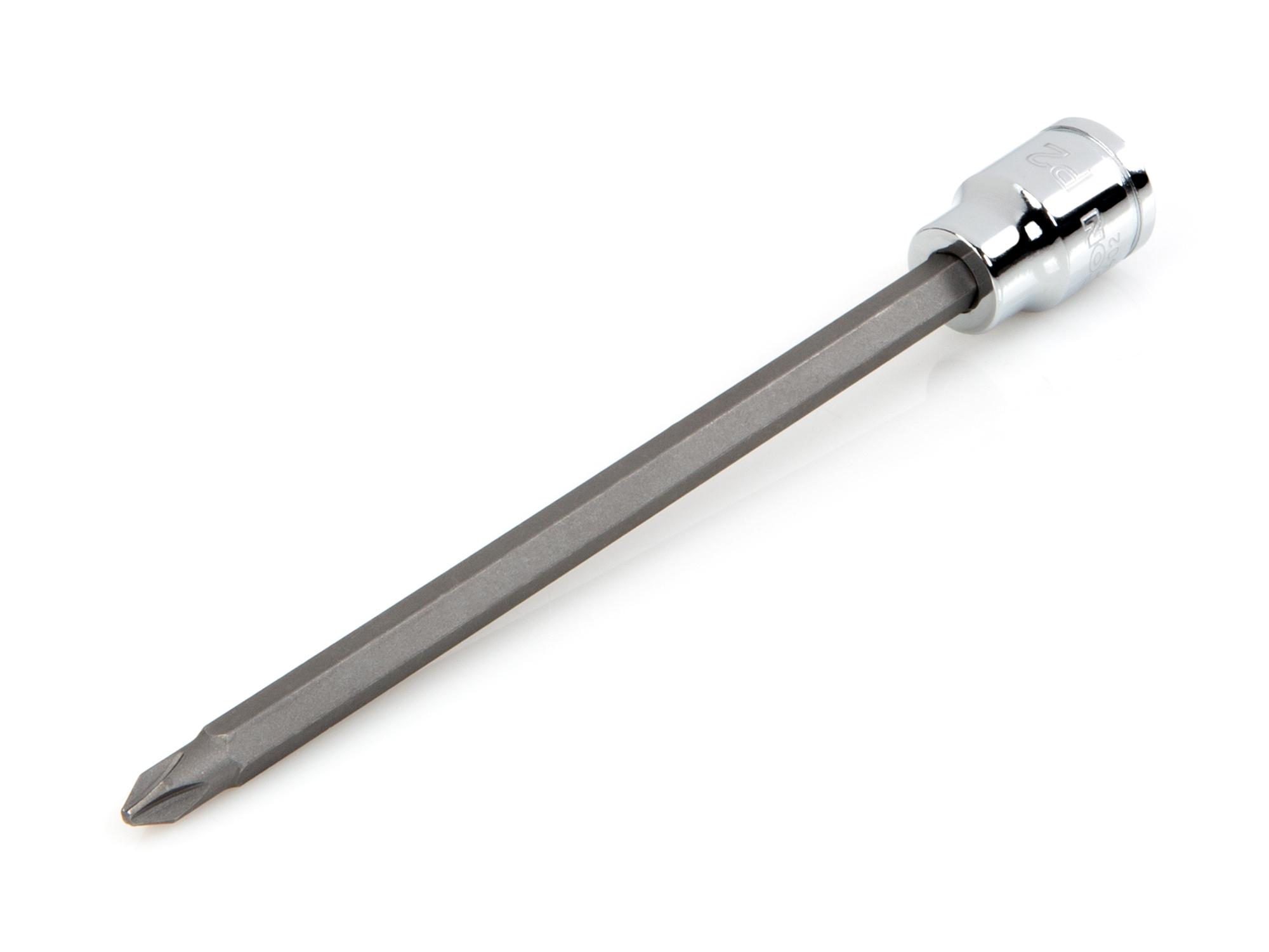 Front-right angle view of Tekton hand drive bit socket. Item #SHB11402