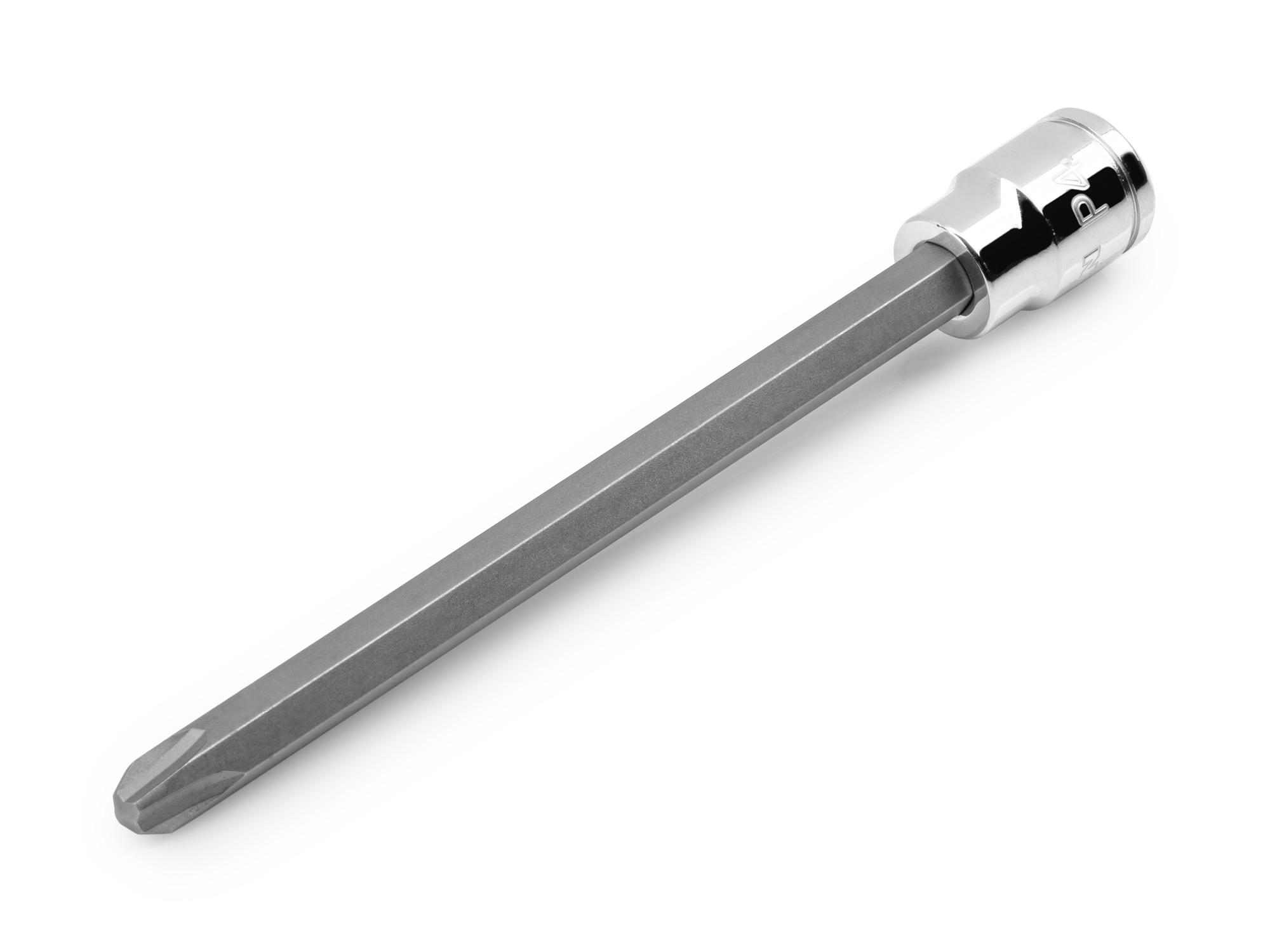 Front-right angle view of Tekton hand drive bit socket. Item #SHB11404