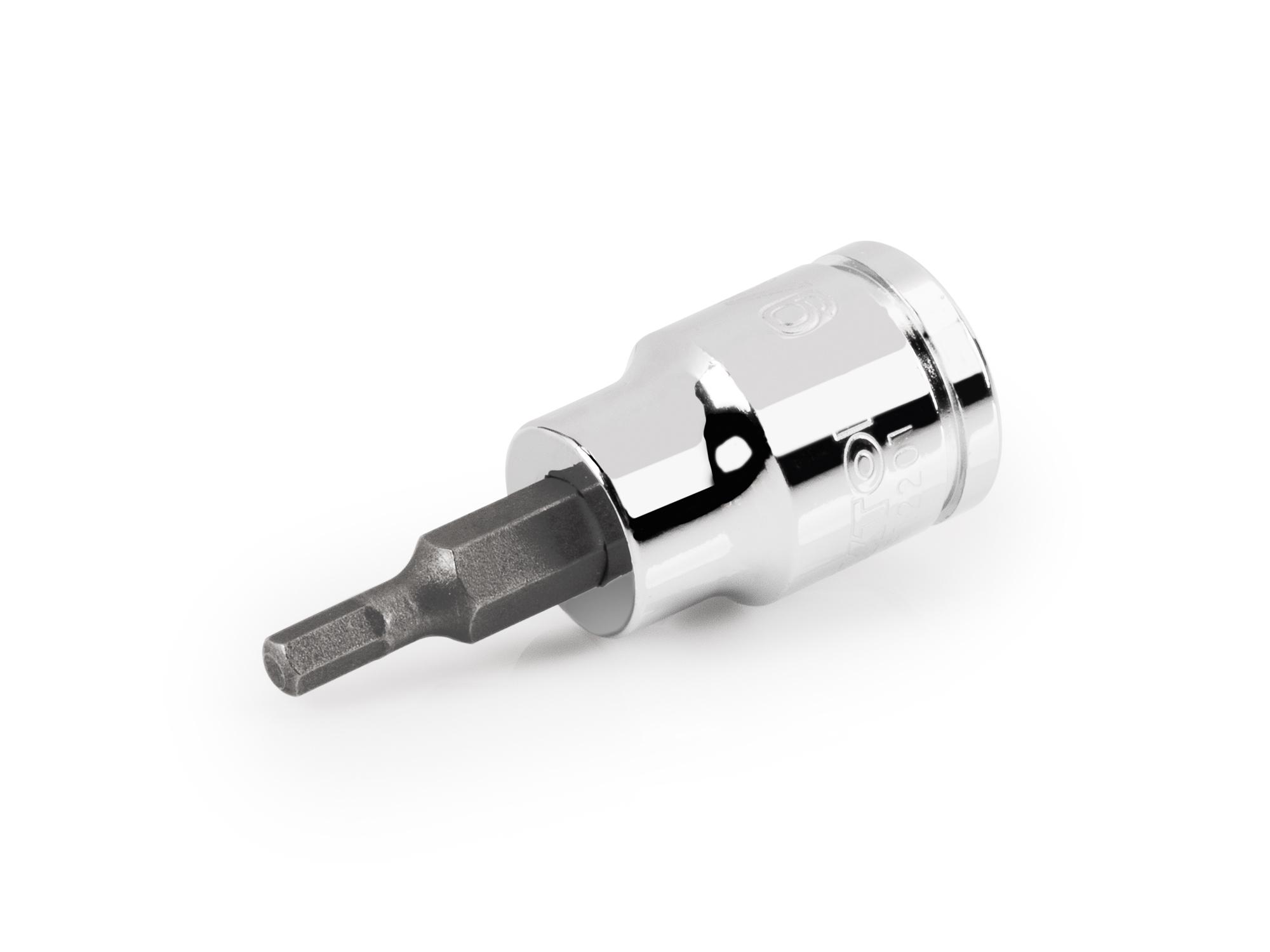 Front-right angle view of Tekton hand drive bit socket. Item #SHB12201
