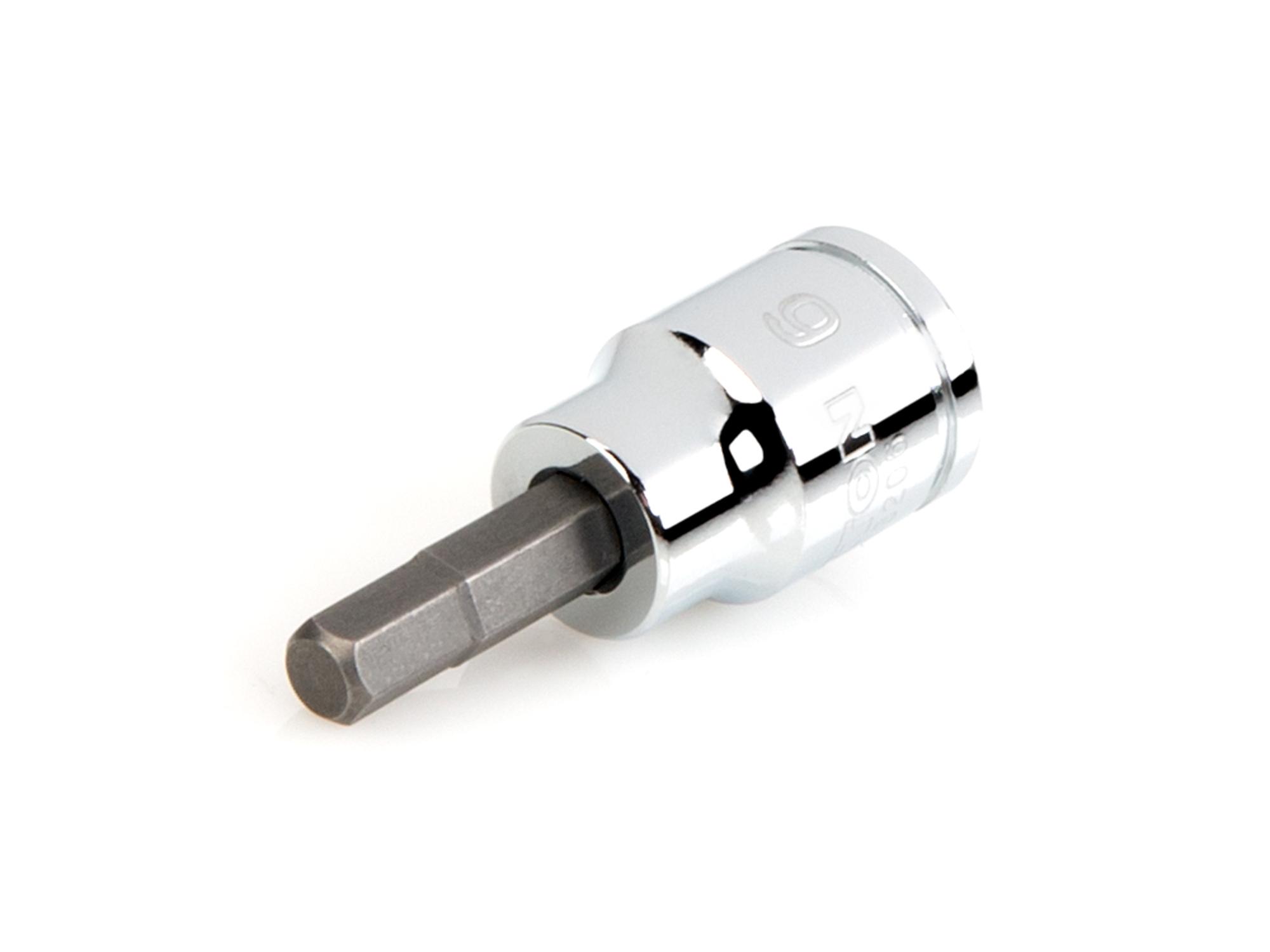 Front-right angle view of Tekton hand drive bit socket. Item #SHB13206