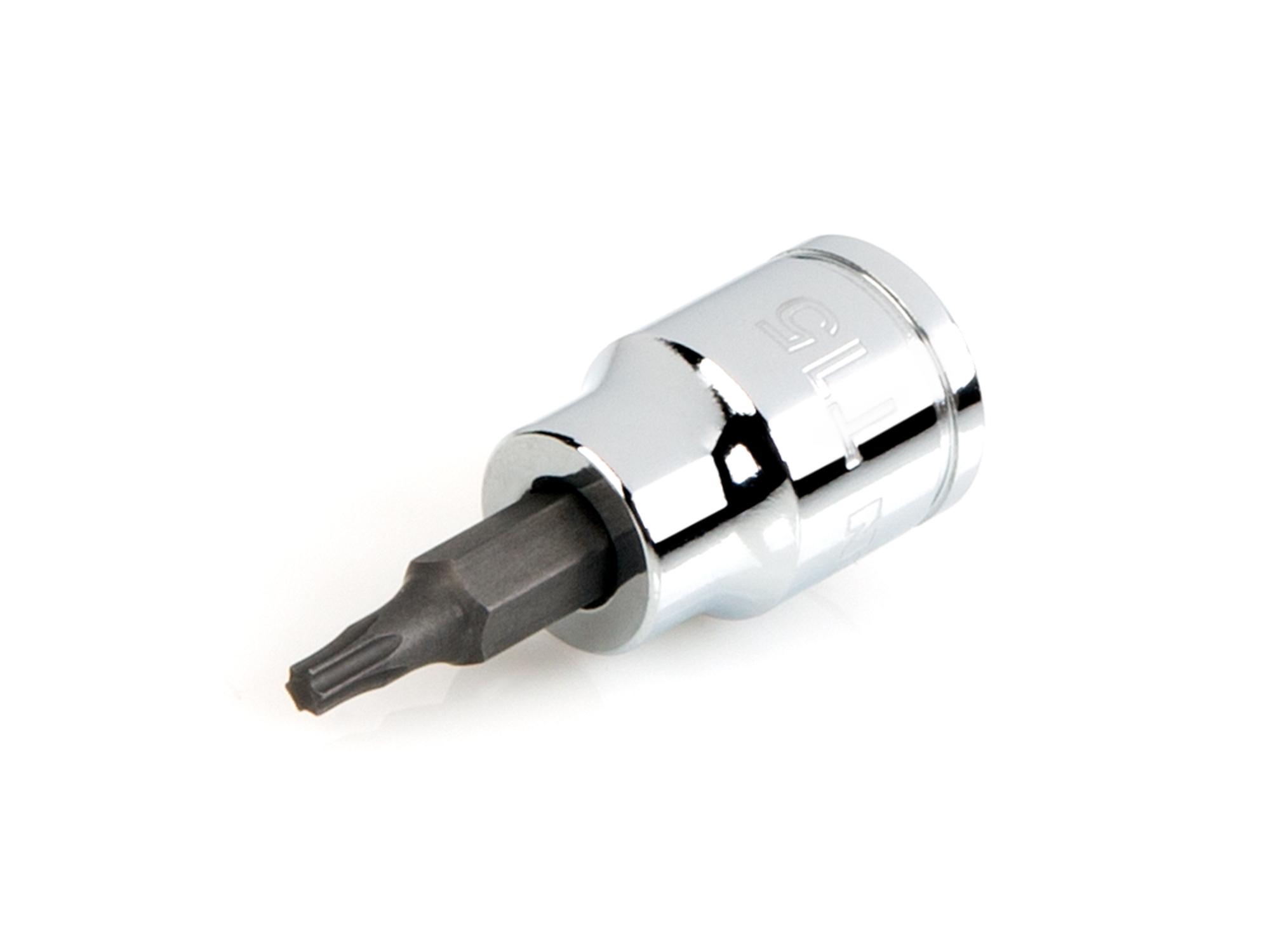 Front-right angle view of Tekton hand drive bit socket. Item #SHB14215