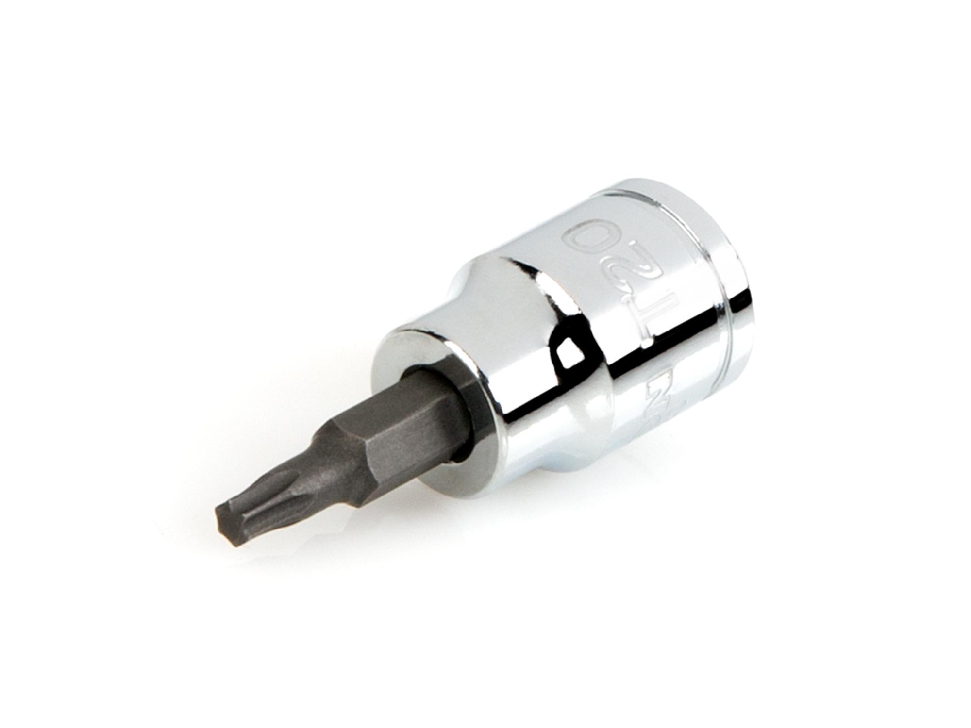 Front-right angle view of Tekton hand drive bit socket. Item #SHB14220