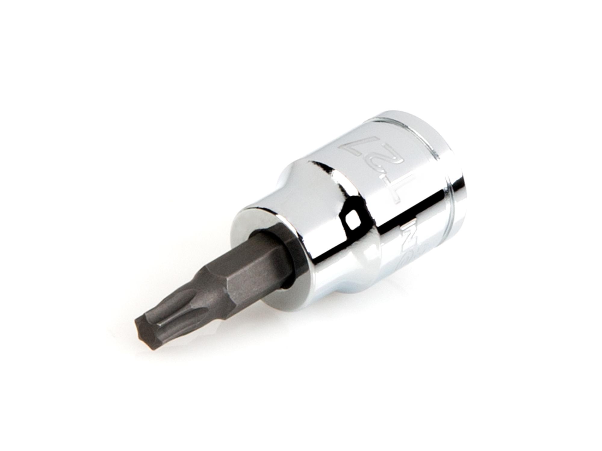 Front-right angle view of Tekton hand drive bit socket. Item #SHB14227