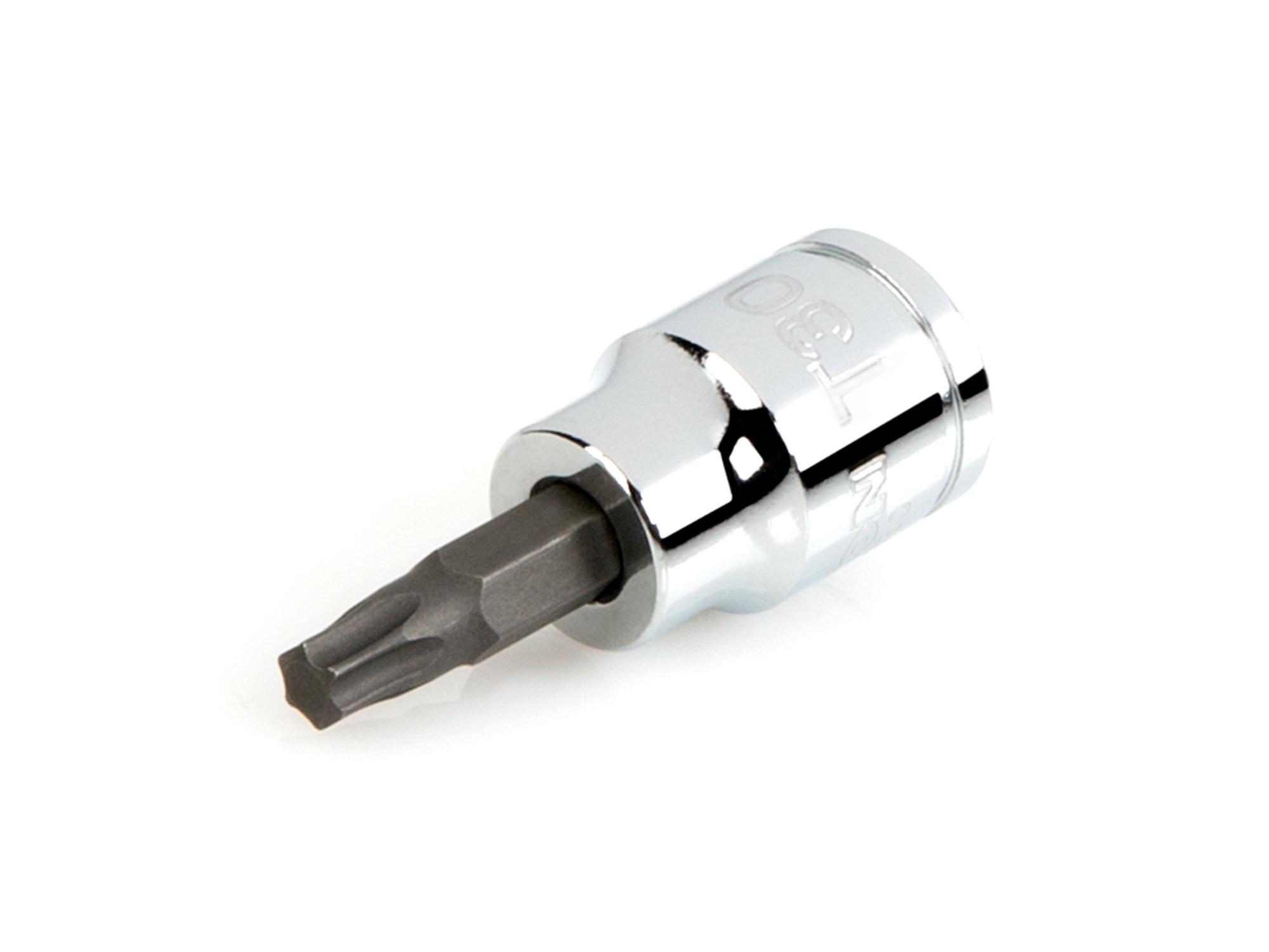 Front-right angle view of Tekton hand drive bit socket. Item #SHB14230