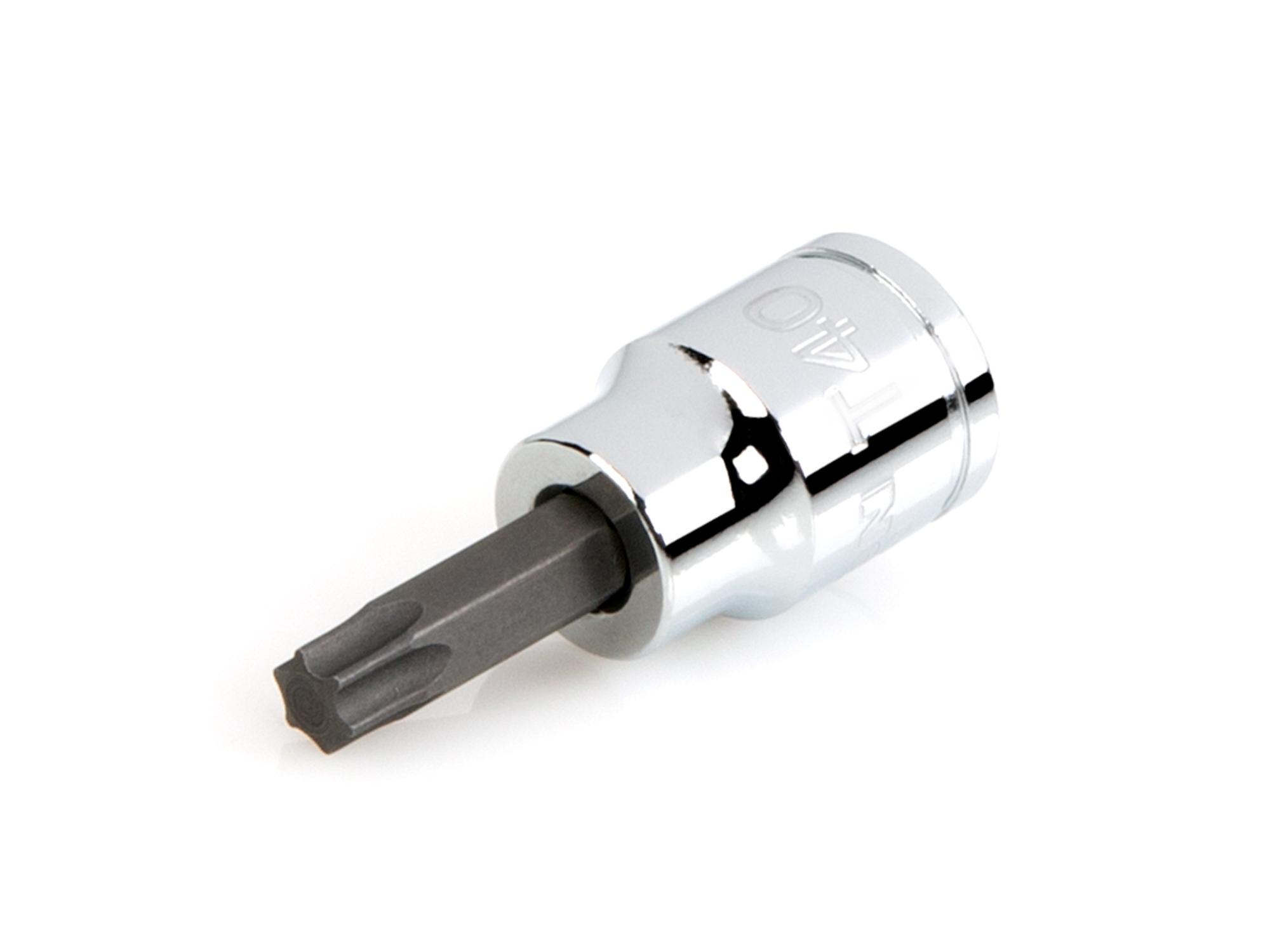 Front-right angle view of Tekton hand drive bit socket. Item #SHB14240