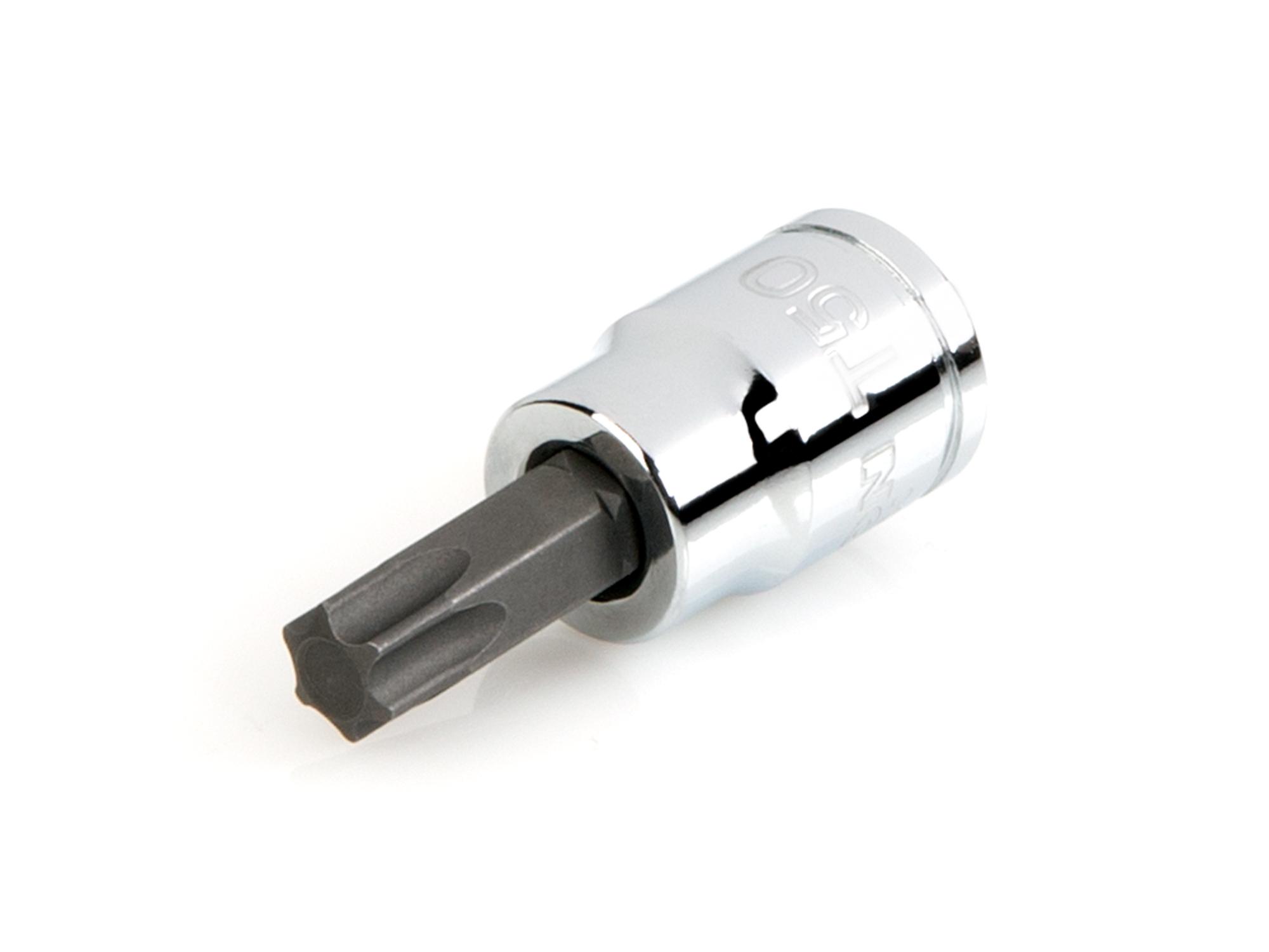 Front-right angle view of Tekton hand drive bit socket. Item #SHB14250