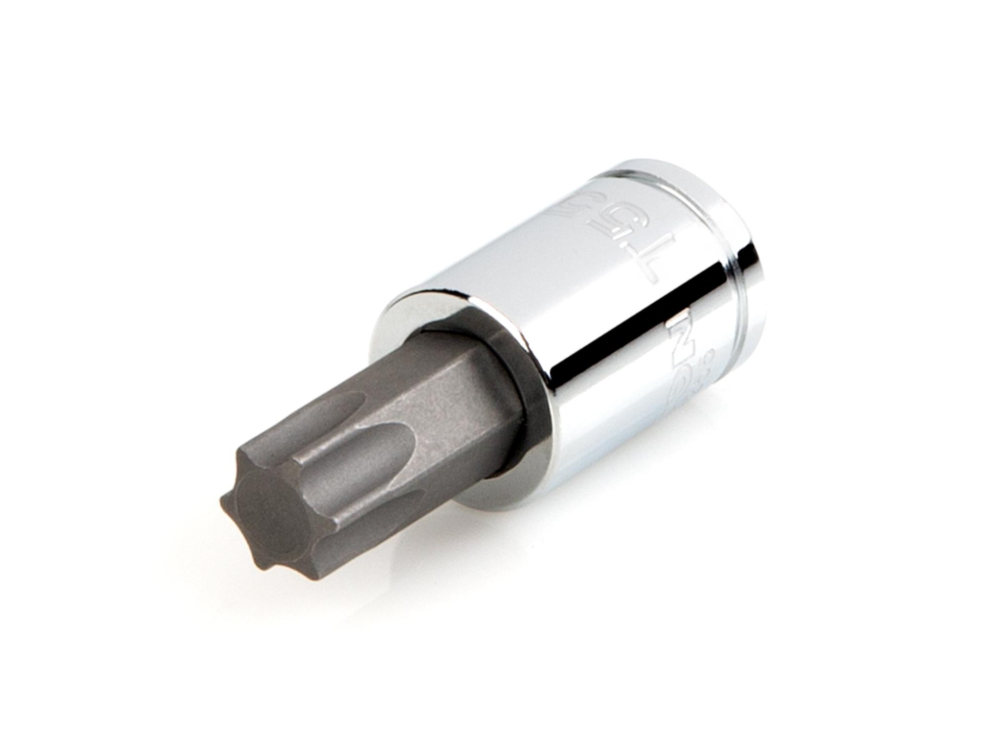 Front-right angle view of Tekton hand drive bit socket. Item #SHB14255