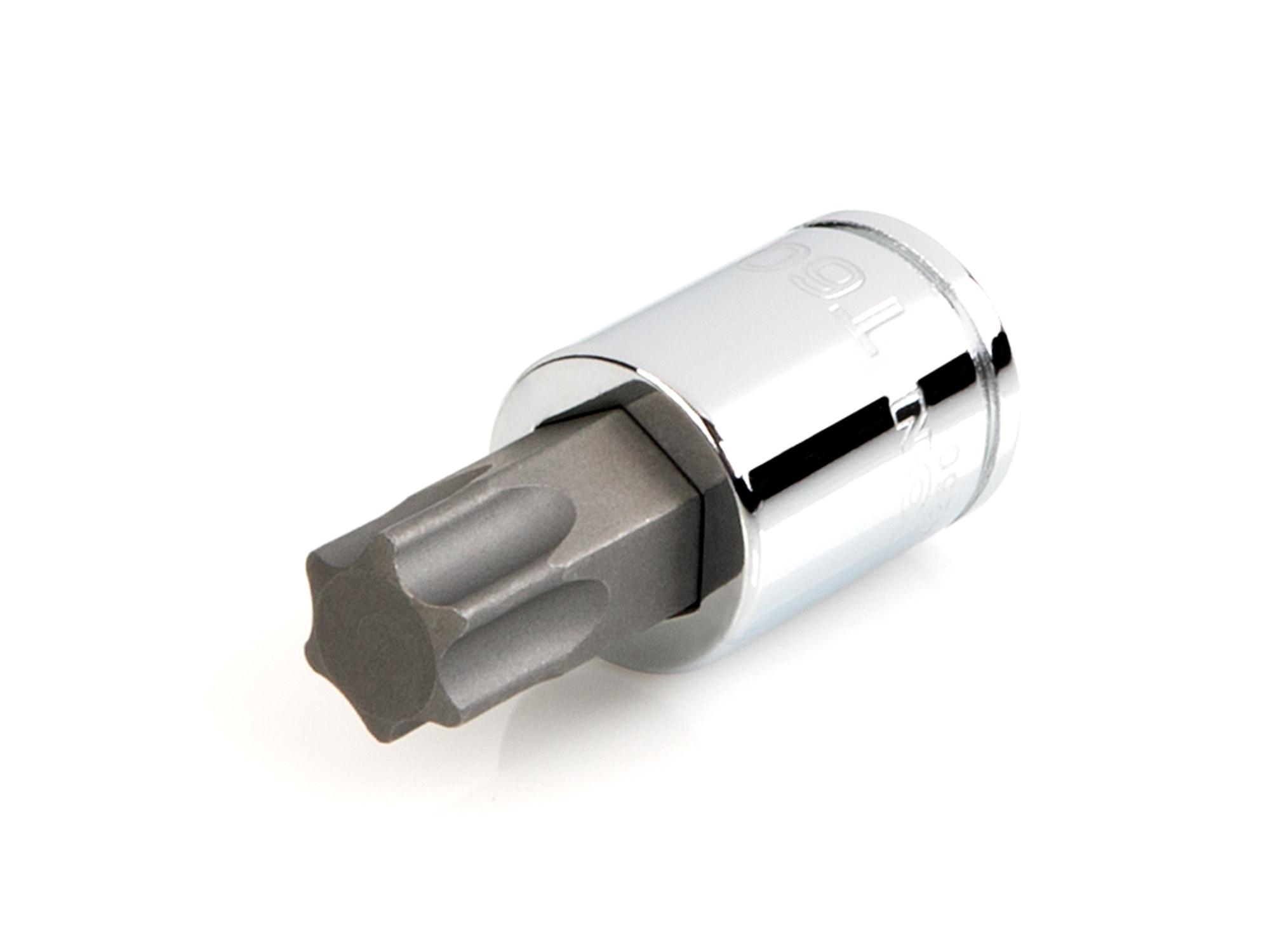 Front-right angle view of Tekton hand drive bit socket. Item #SHB14260