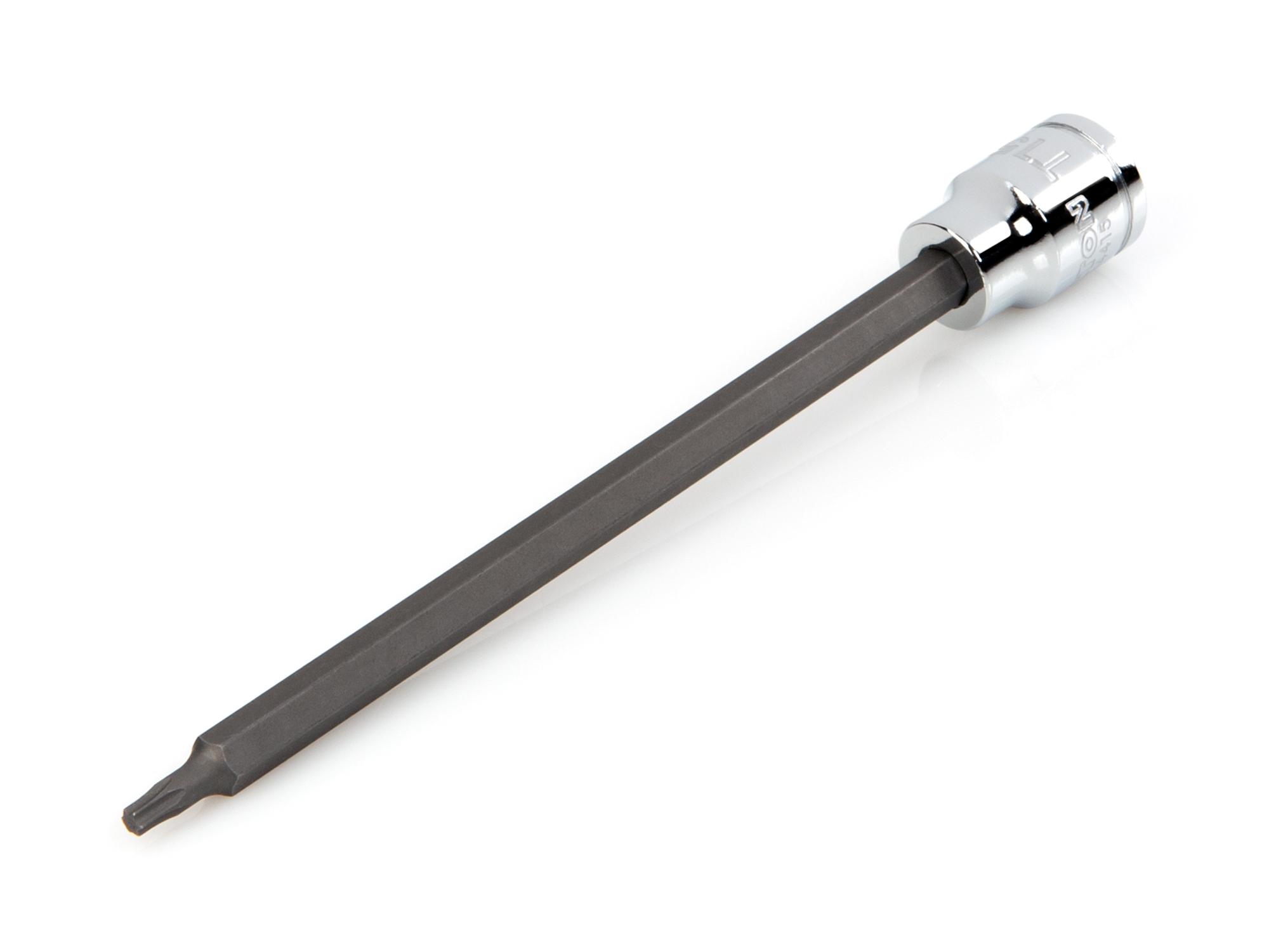 Front-right angle view of Tekton hand drive bit socket. Item #SHB14415