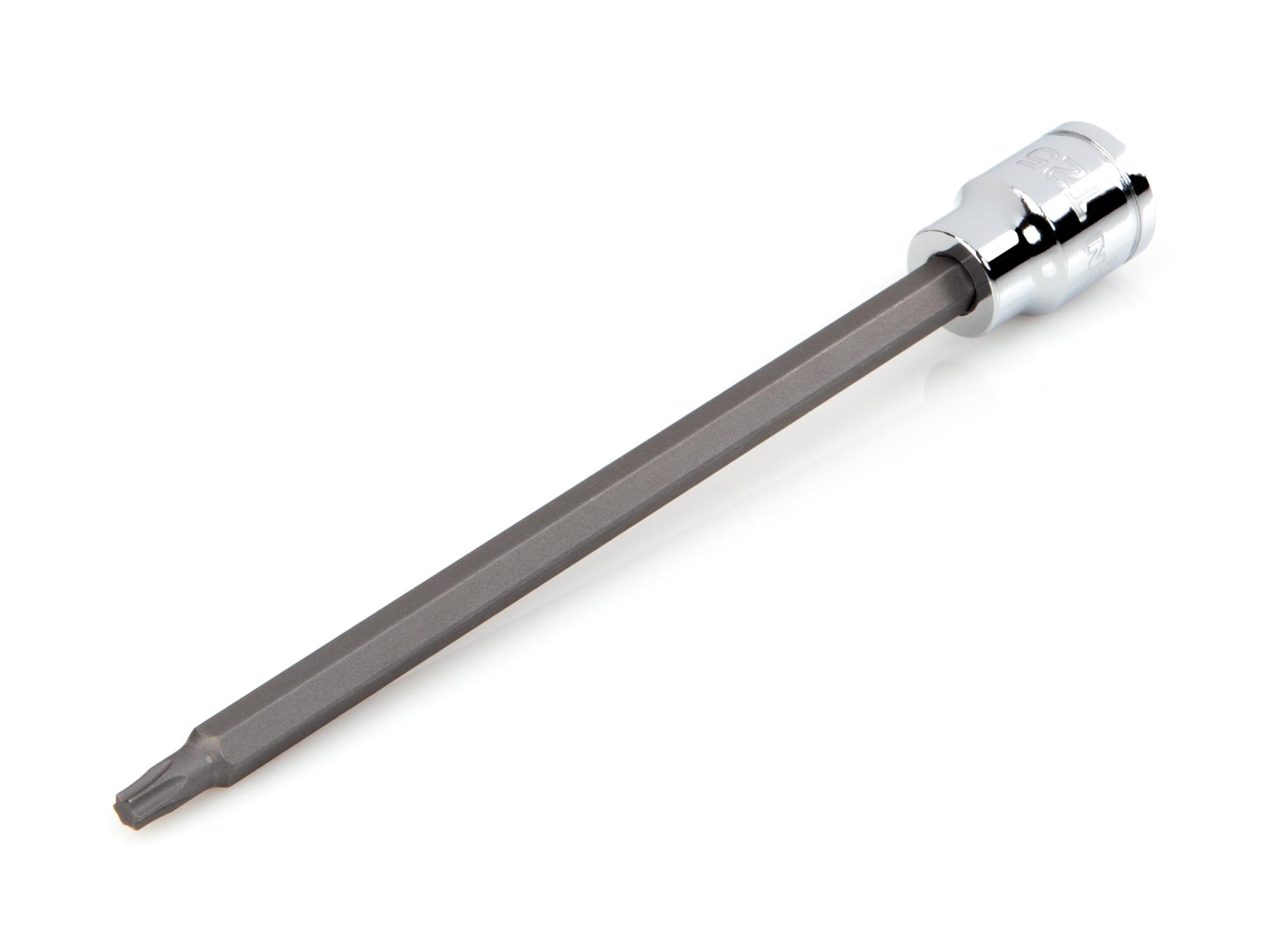 Front-right angle view of Tekton hand drive bit socket. Item #SHB14425