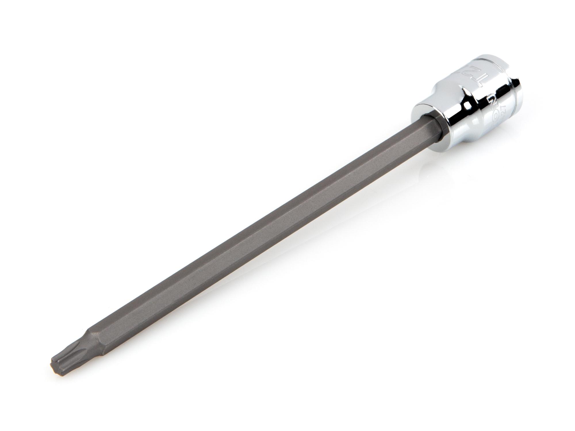 Front-right angle view of Tekton hand drive bit socket. Item #SHB14427