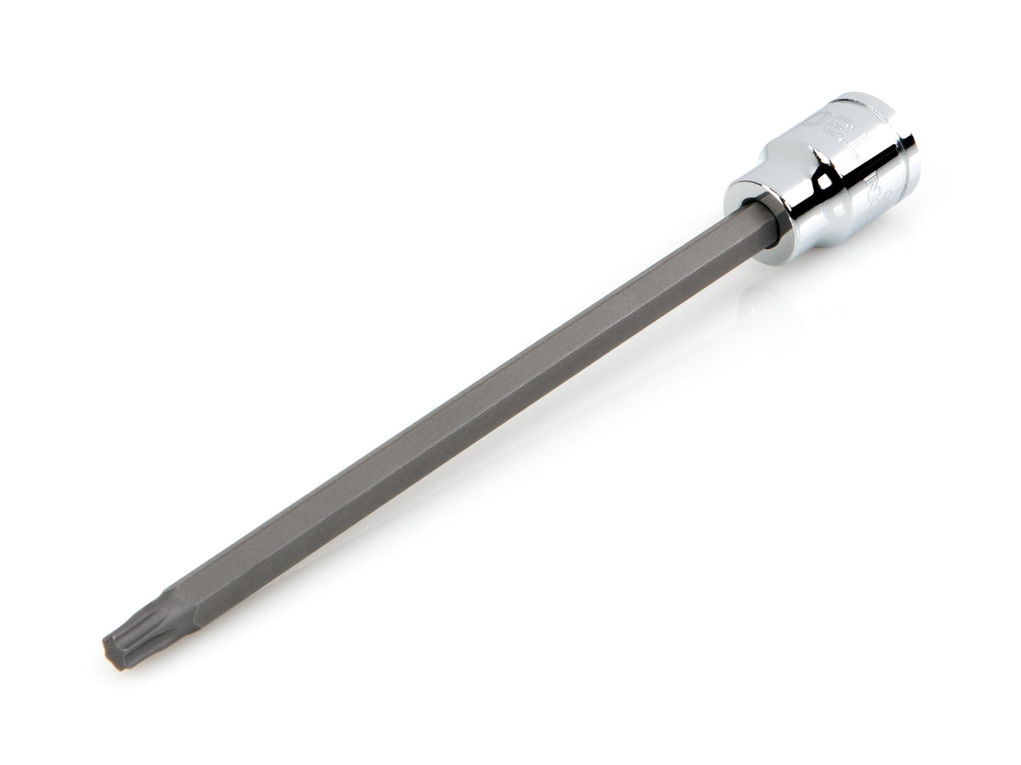 Front-right angle view of Tekton hand drive bit socket. Item #SHB14430