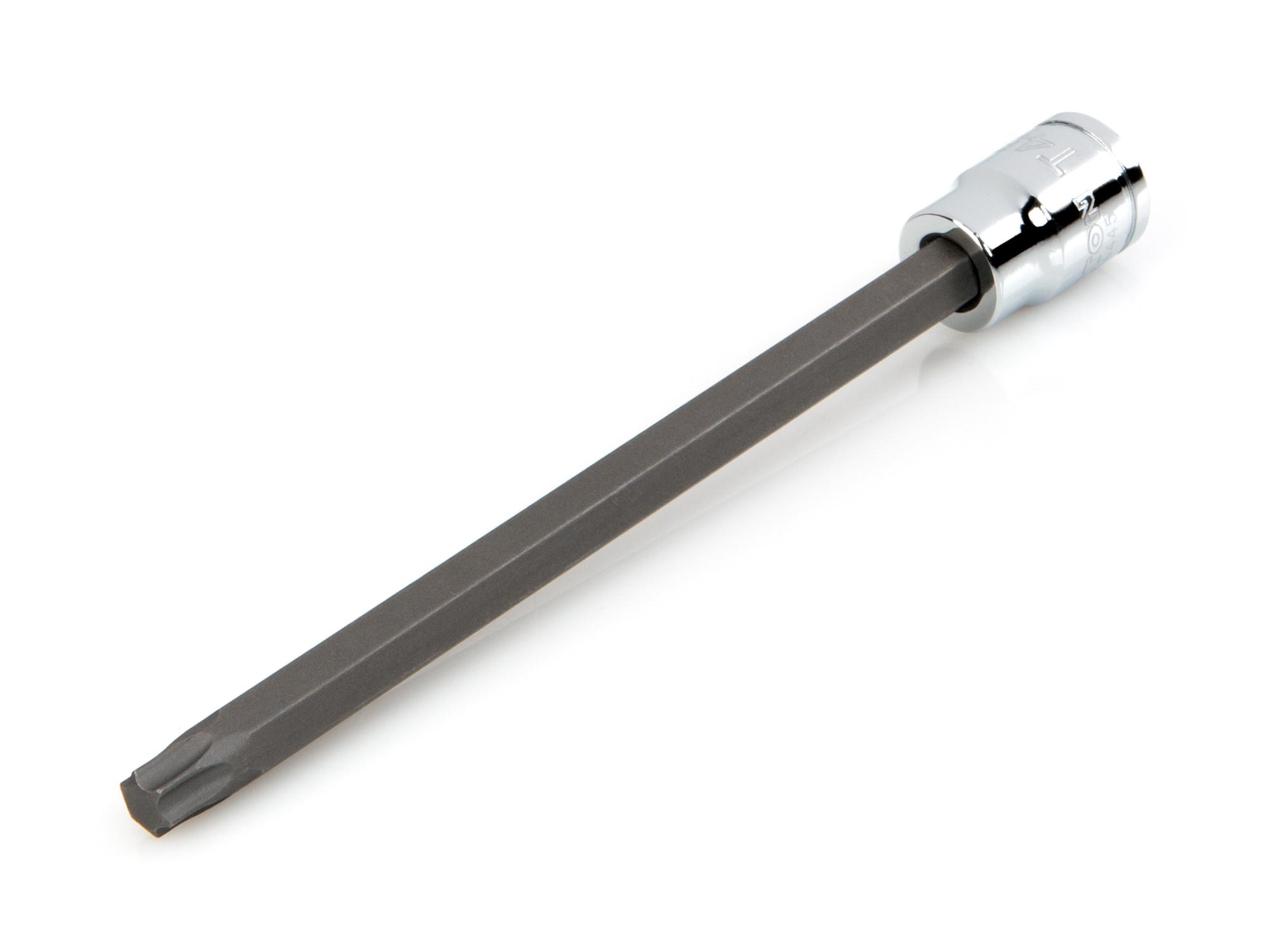 Front-right angle view of Tekton hand drive bit socket. Item #SHB14445