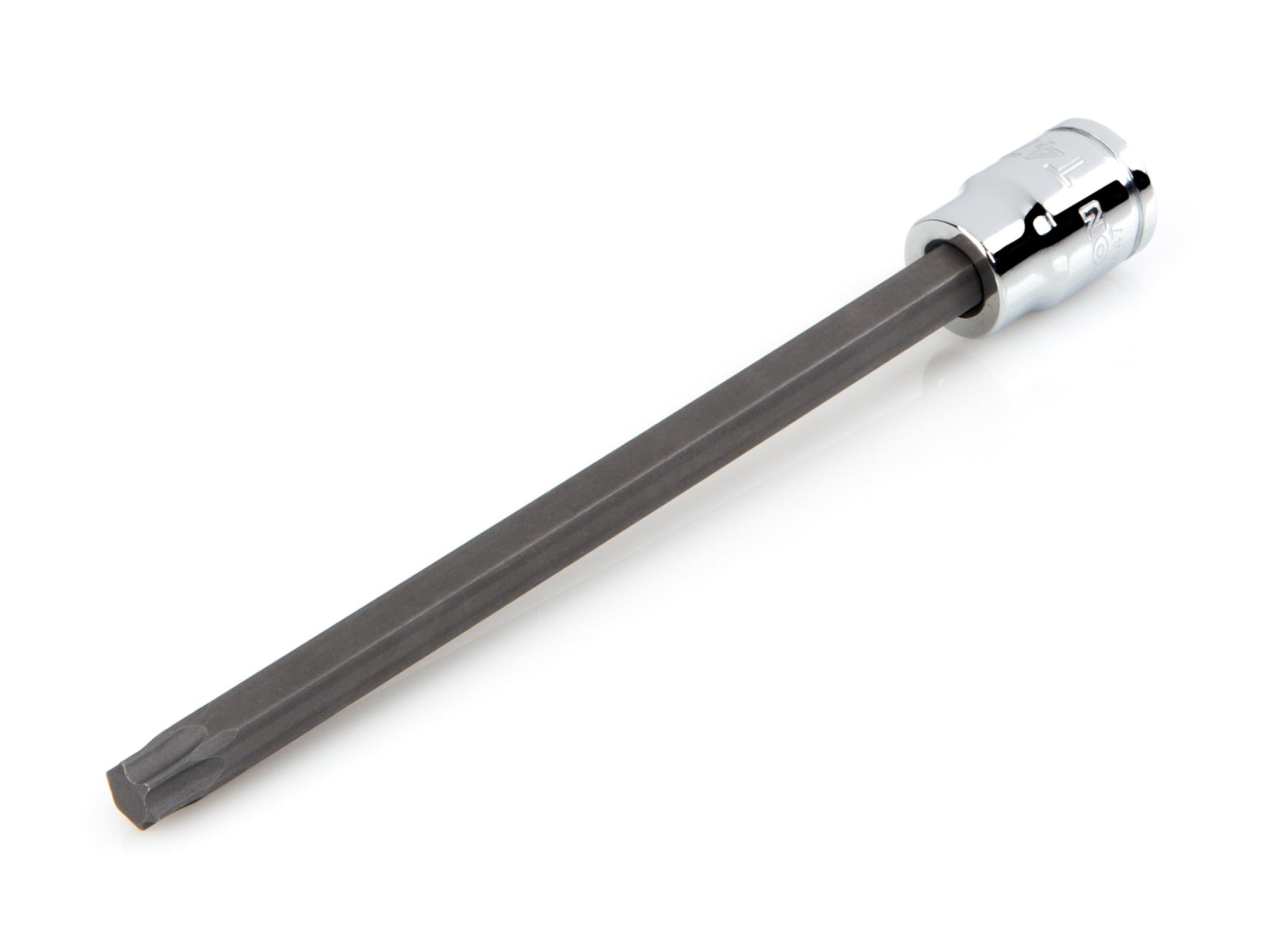 Front-right angle view of Tekton hand drive bit socket. Item #SHB14447