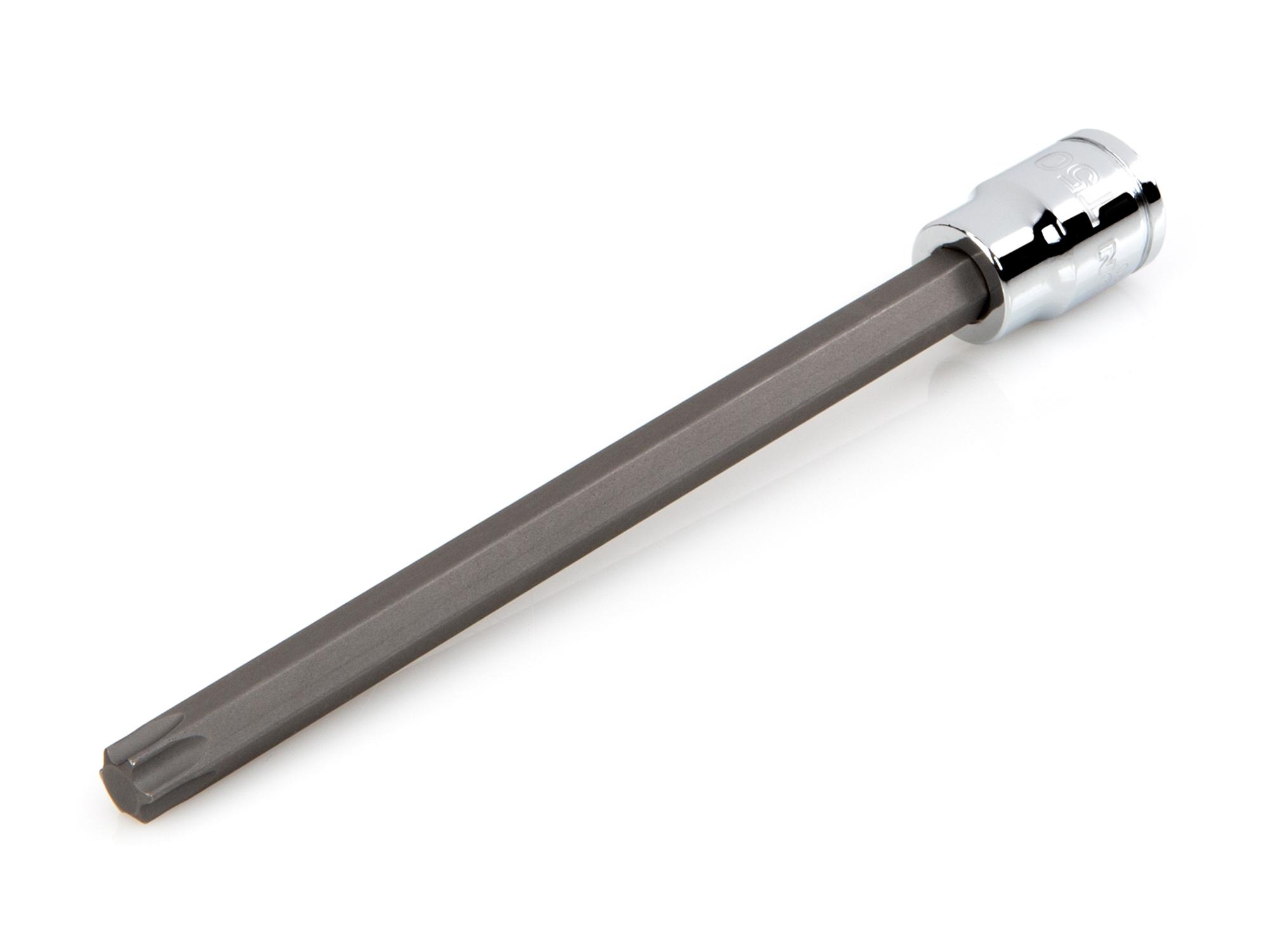 Front-right angle view of Tekton hand drive bit socket. Item #SHB14450