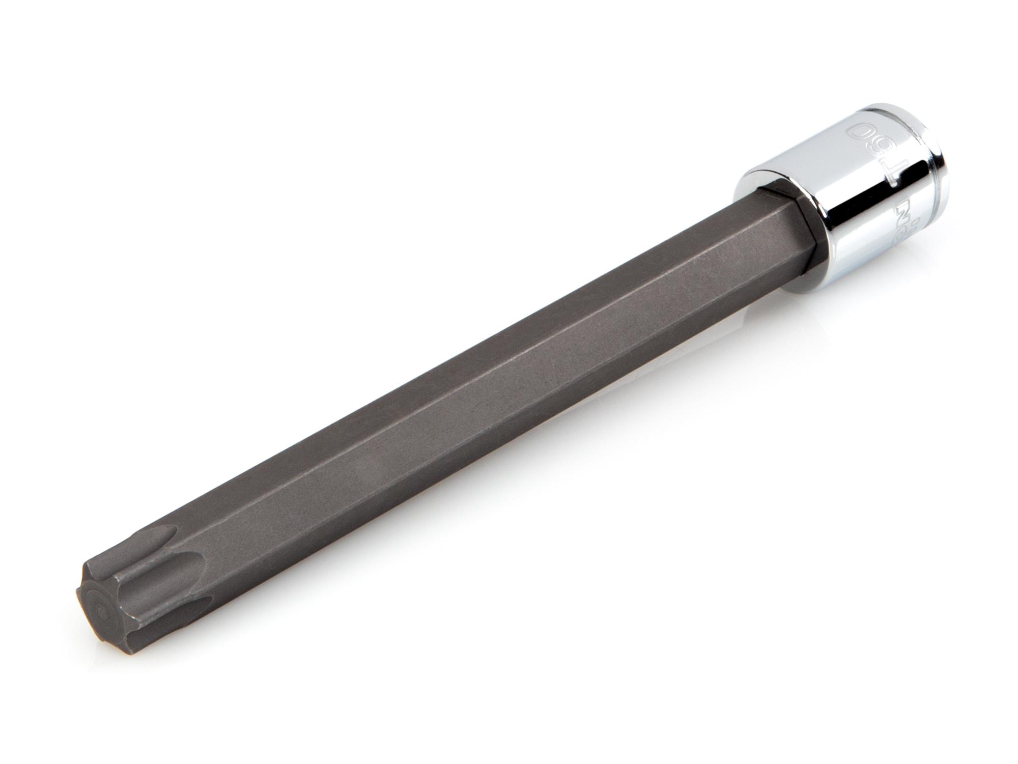 Front-right angle view of Tekton hand drive bit socket. Item #SHB14460