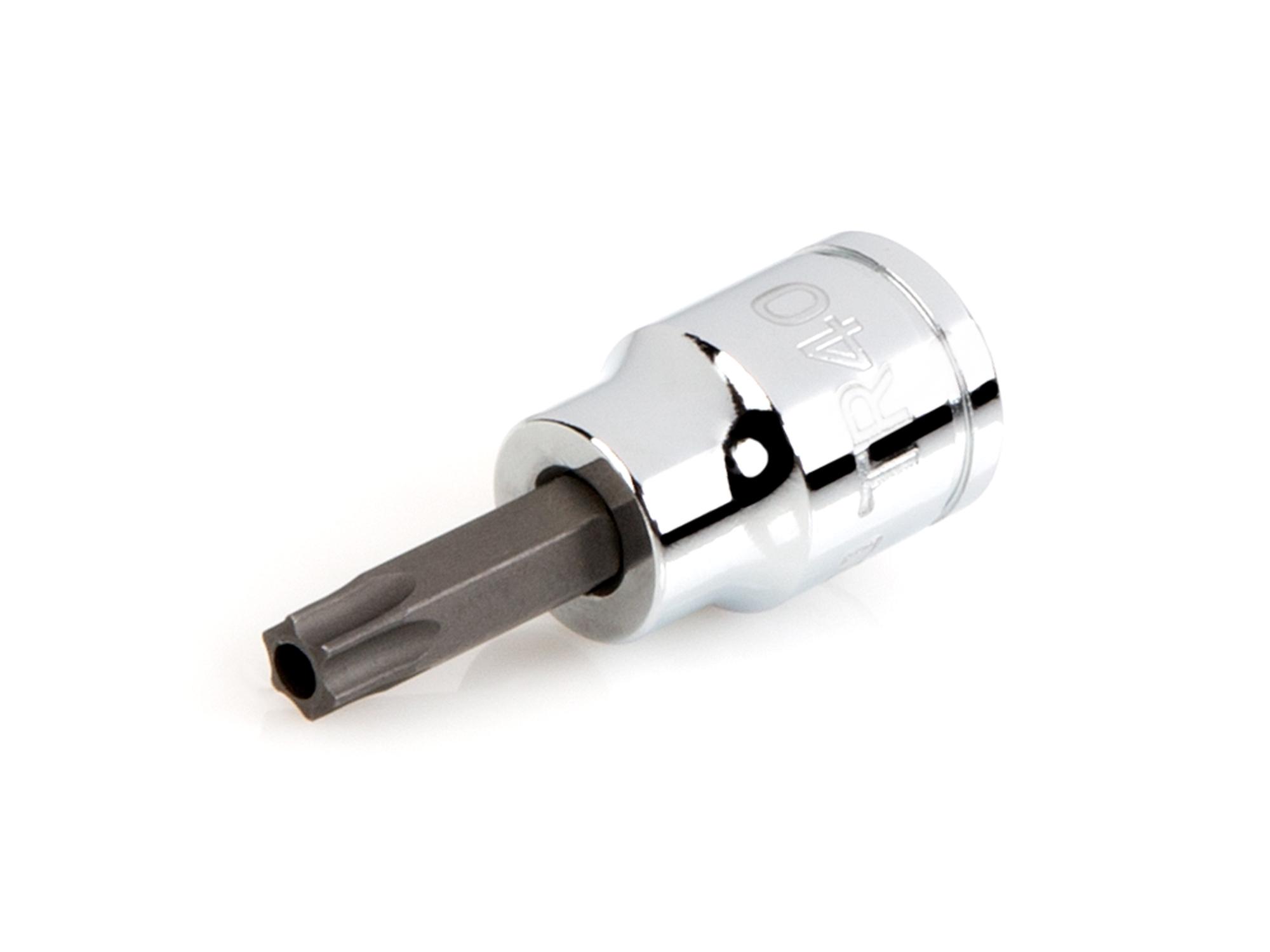 Front-right angle view of Tekton hand drive bit socket. Item #SHB17240