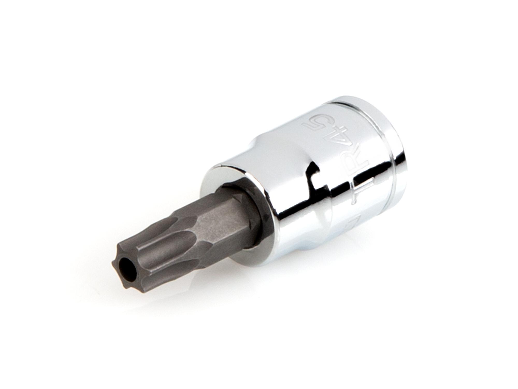 Front-right angle view of Tekton hand drive bit socket. Item #SHB17245