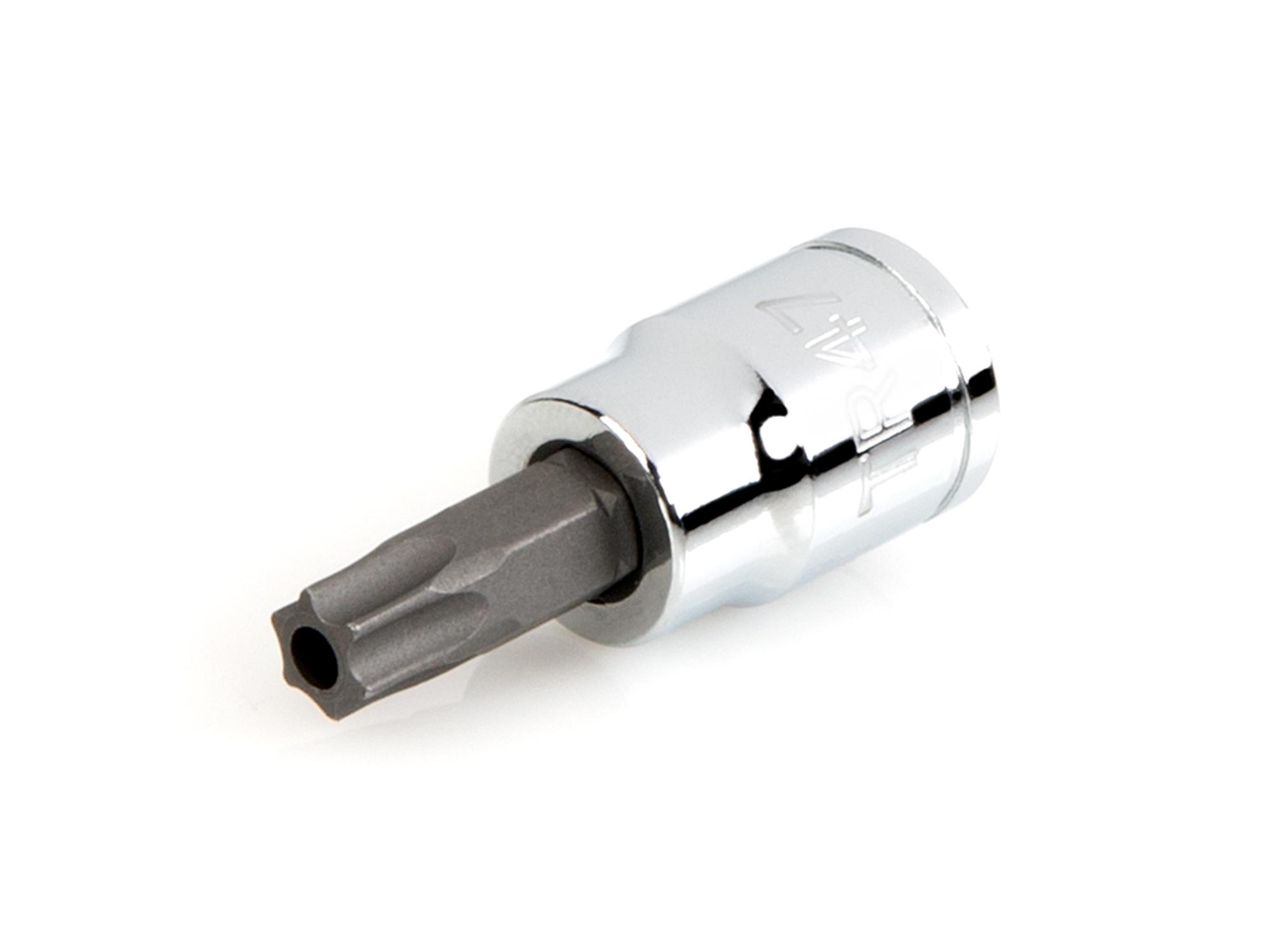 Front-right angle view of Tekton hand drive bit socket. Item #SHB17247