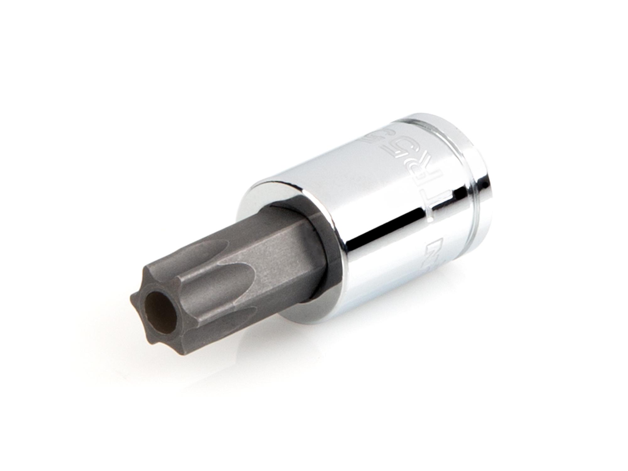 Front-right angle view of Tekton hand drive bit socket. Item #SHB17255
