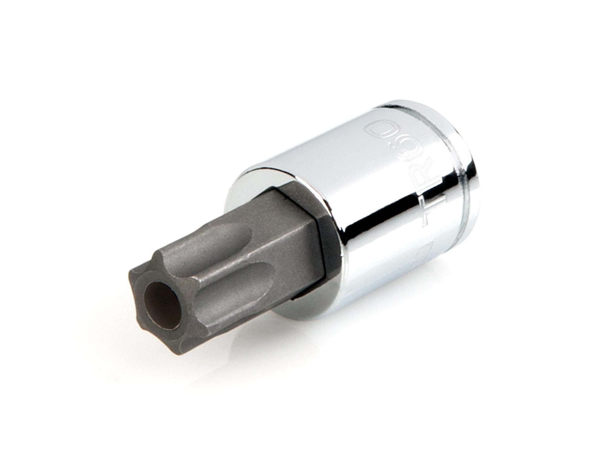 Front-right angle view of Tekton hand drive bit socket. Item #SHB17260