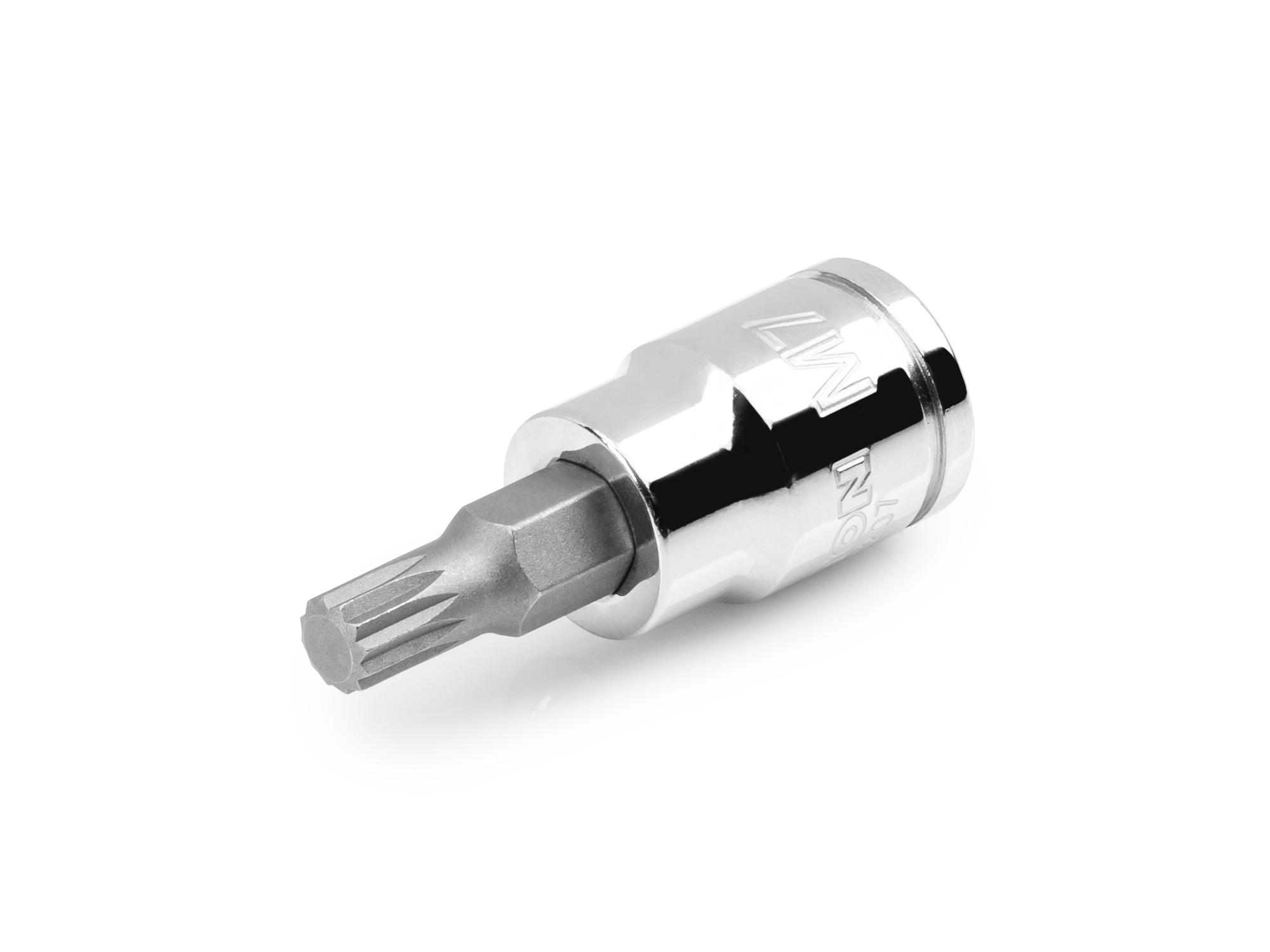Front-right angle view of Tekton hand drive bit socket. Item #SHB18207