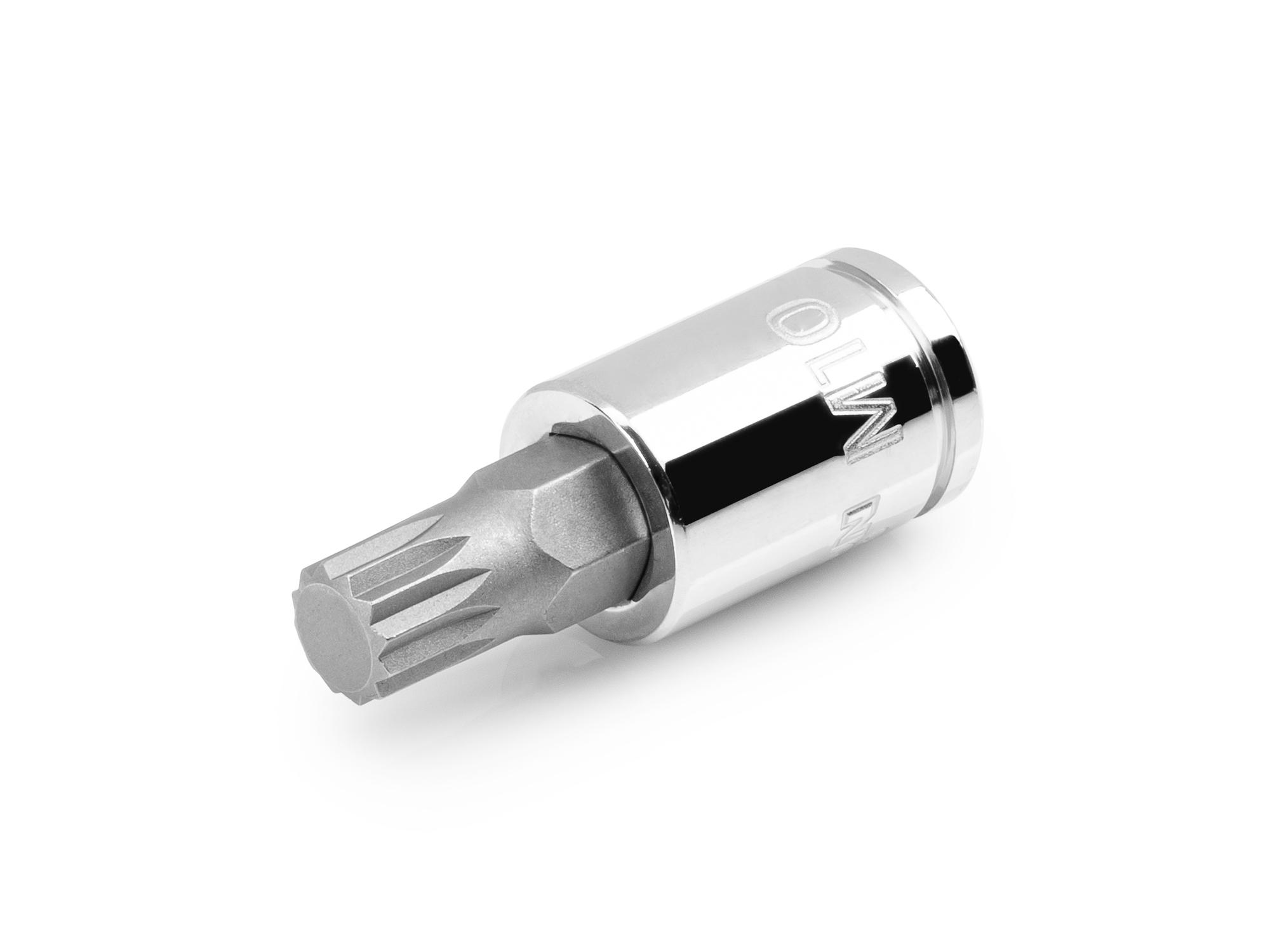 Front-right angle view of Tekton hand drive bit socket. Item #SHB18210