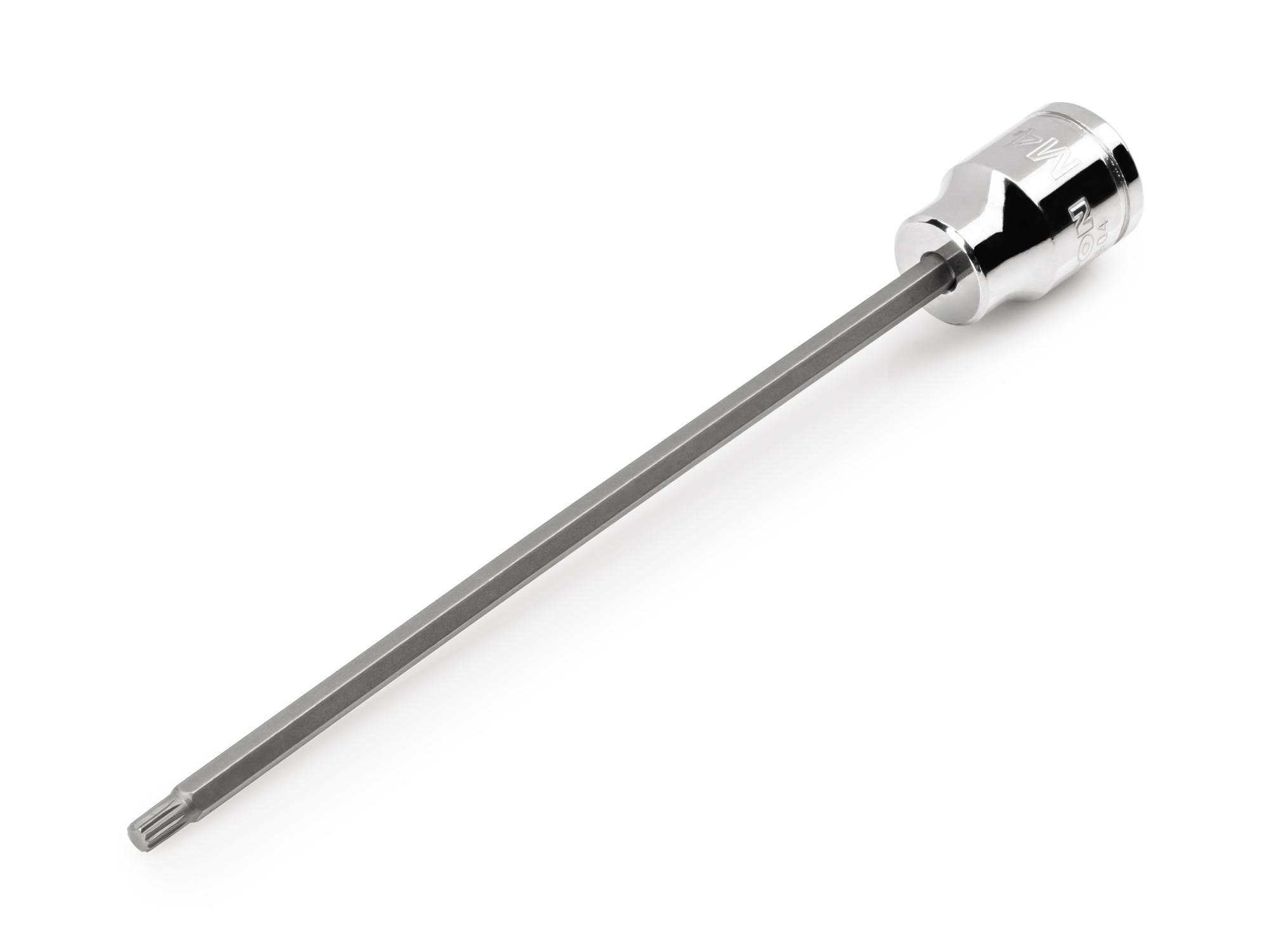 Front-right angle view of Tekton hand drive bit socket. Item #SHB18404